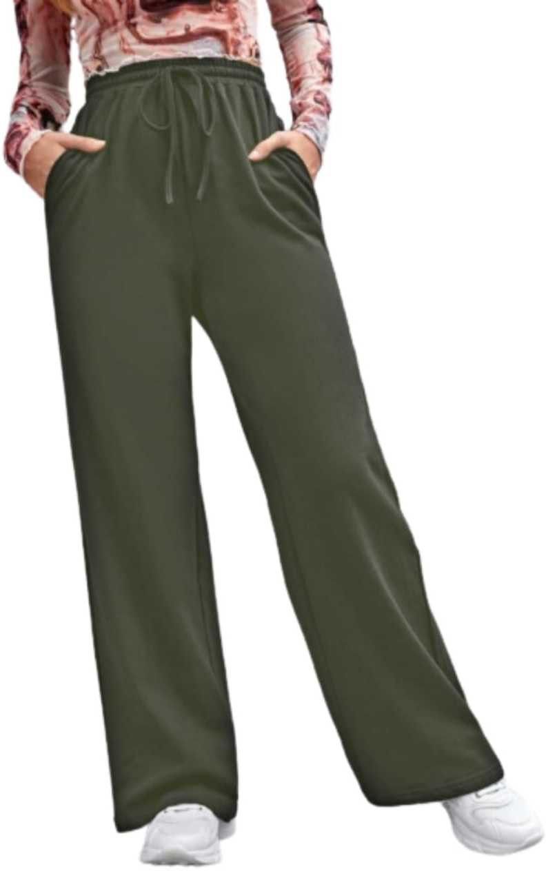 ms street Women Regular Fit Green Cotton Blend Trousers-picture-24