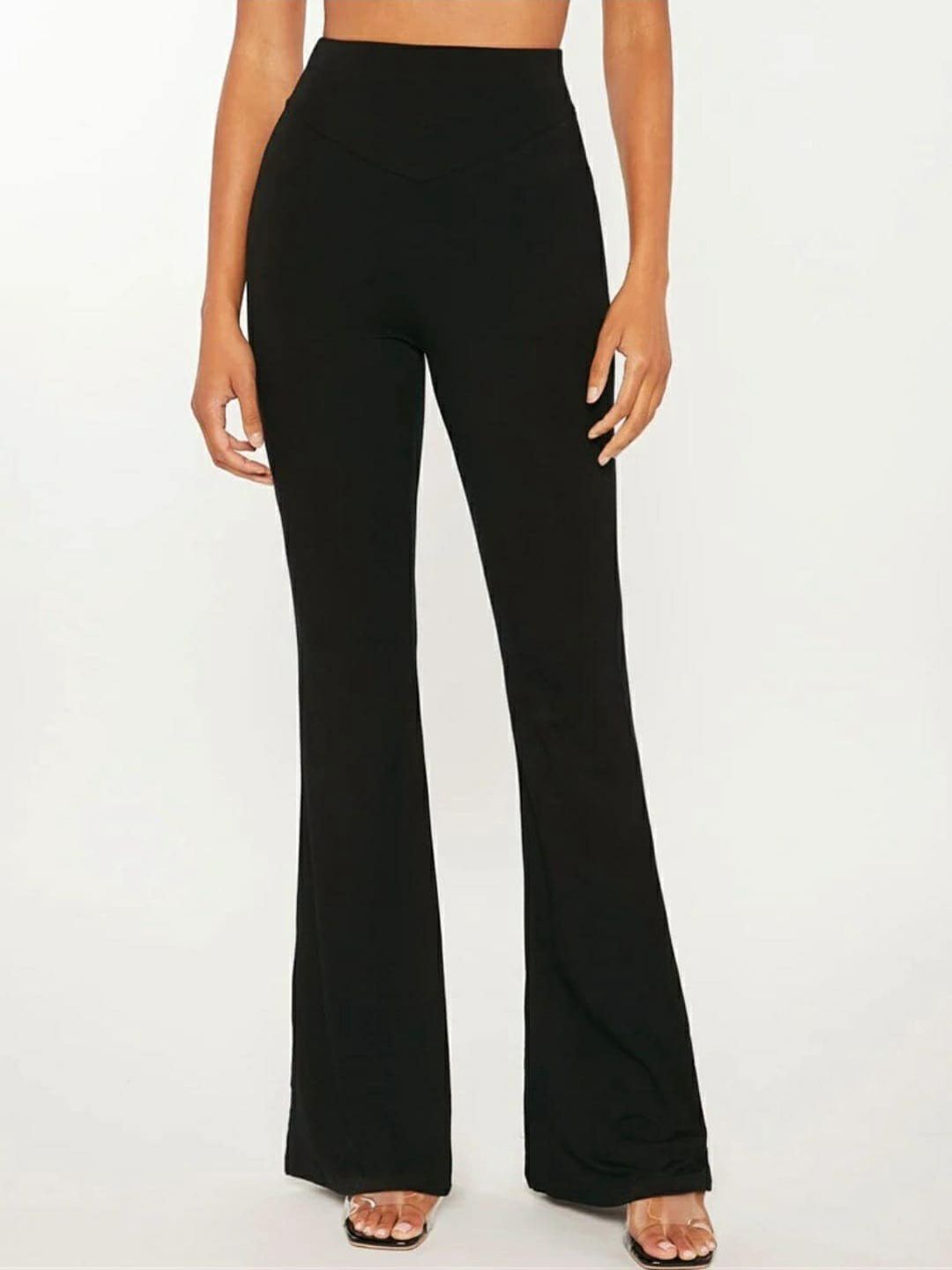 broadstar Women Flared Black Lycra Blend Trousers-picture-9