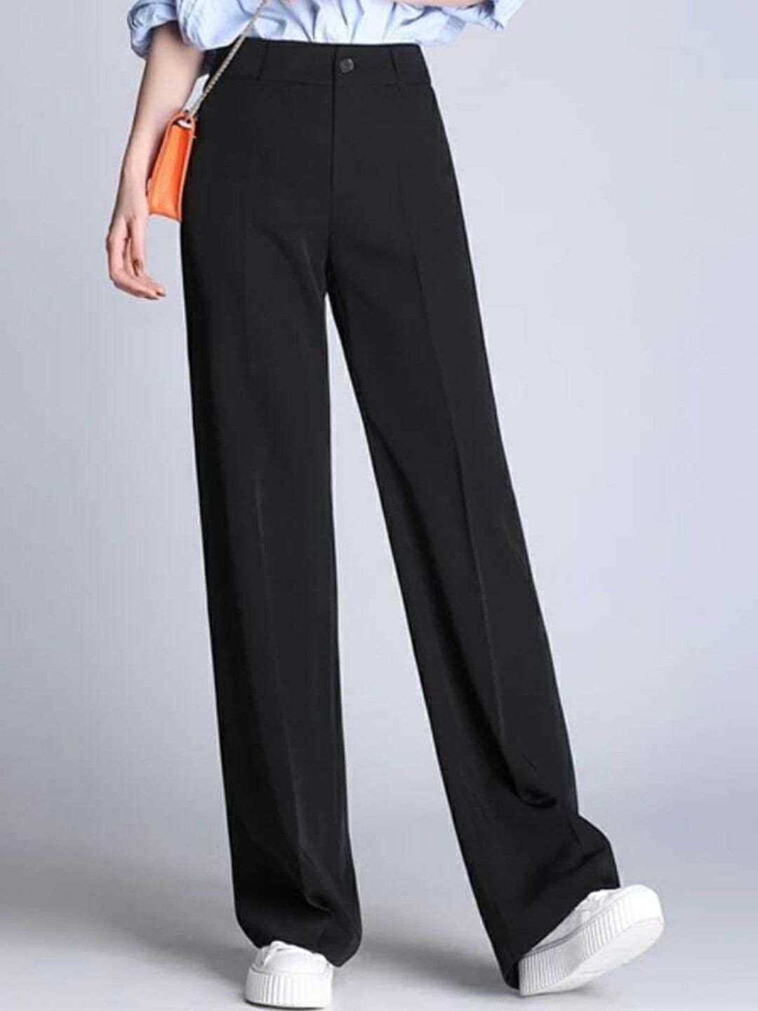 broadstar Women Loose Fit Black Lycra Blend Trousers-picture-33