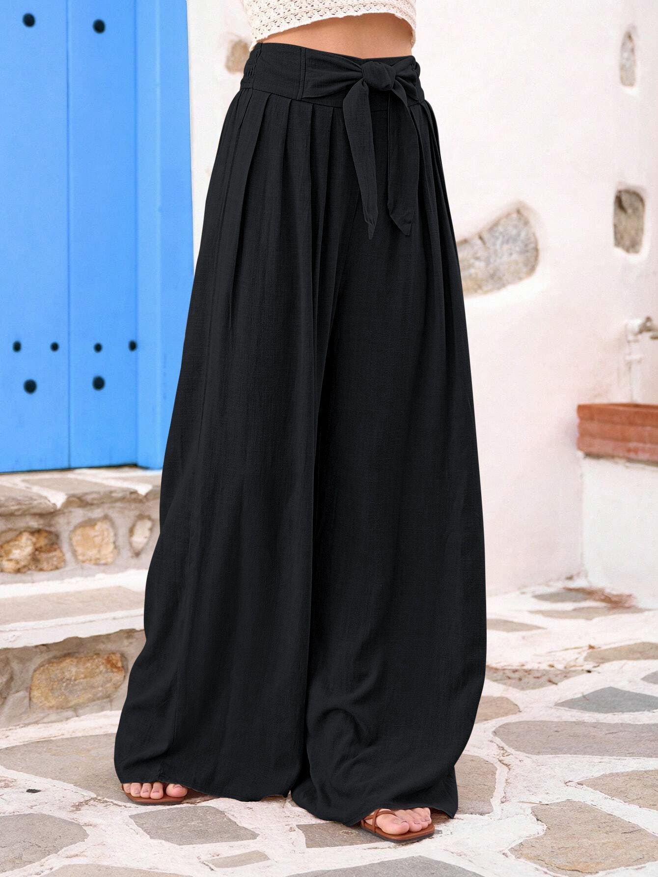 leriya fashion Women Regular Fit Black Cotton Blend Trousers-picture-18