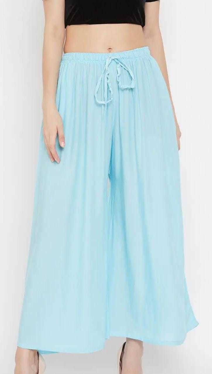 rangkriti Women Flared Light Blue Viscose Rayon Trousers-picture-18