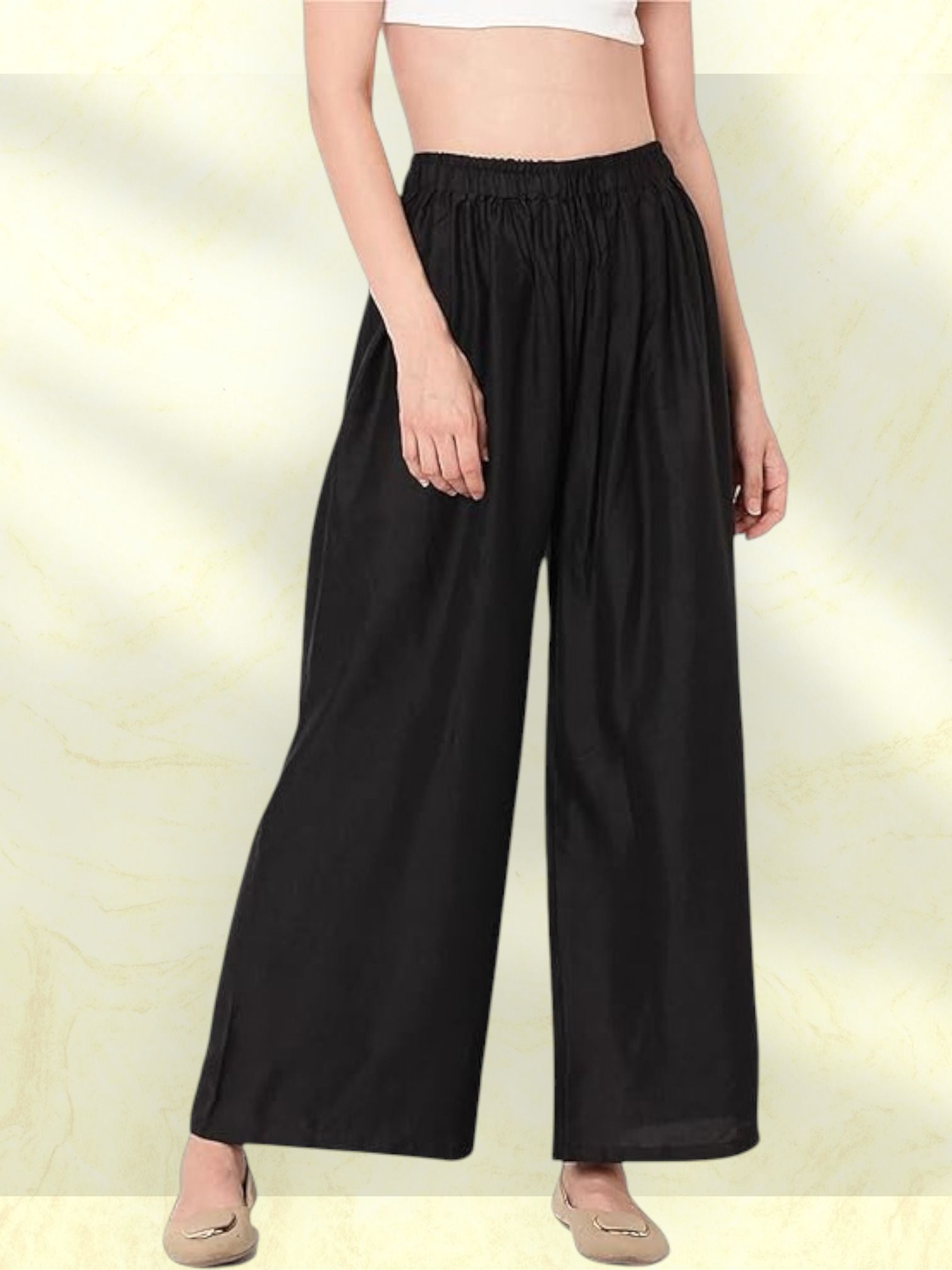 Women Comfort Fit Black Viscose Rayon Trousers-image-35