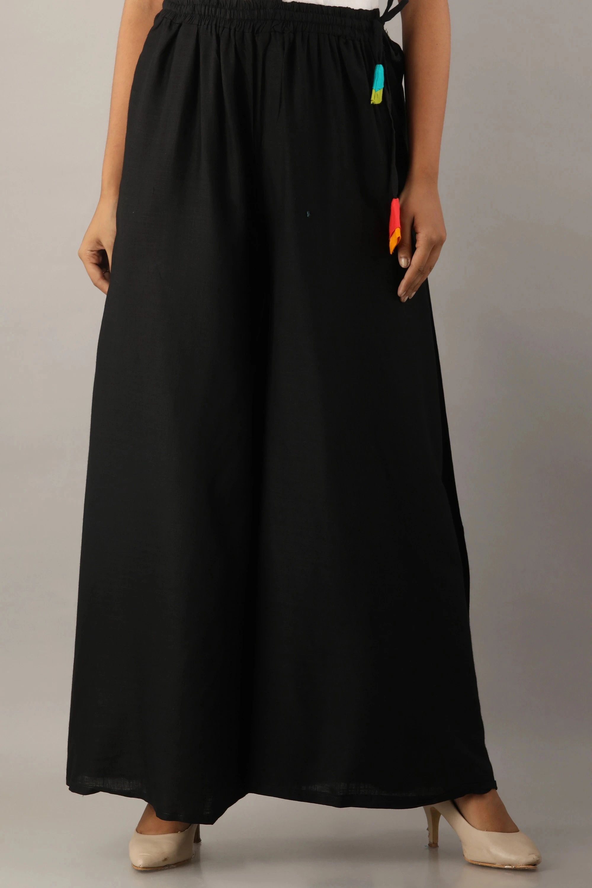 kanchuk Women Flared Black Viscose Rayon Trousers-picture-10
