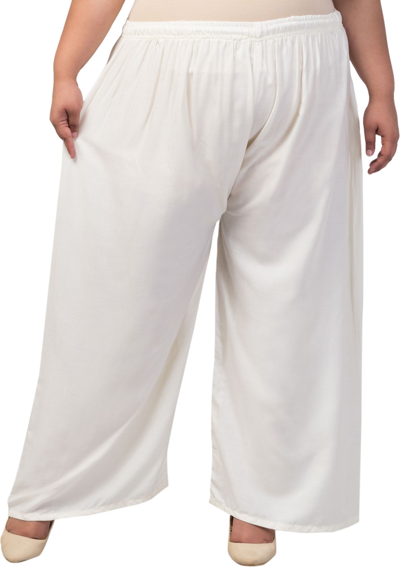 vizcon hub Women Flared Cream Viscose Rayon Trousers-picture-29