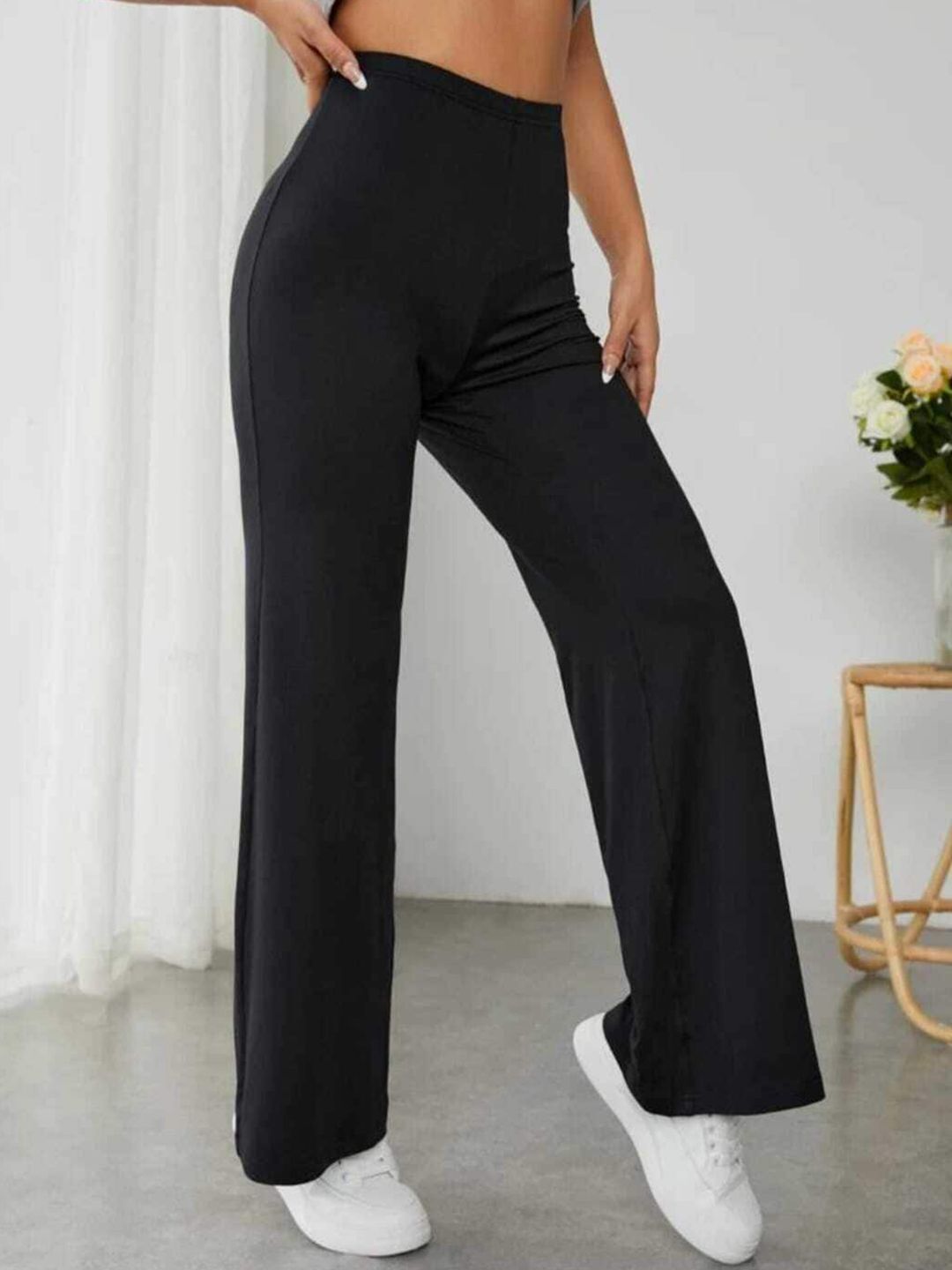 broadstar Women Loose Fit Black Viscose Rayon Trousers-picture-47