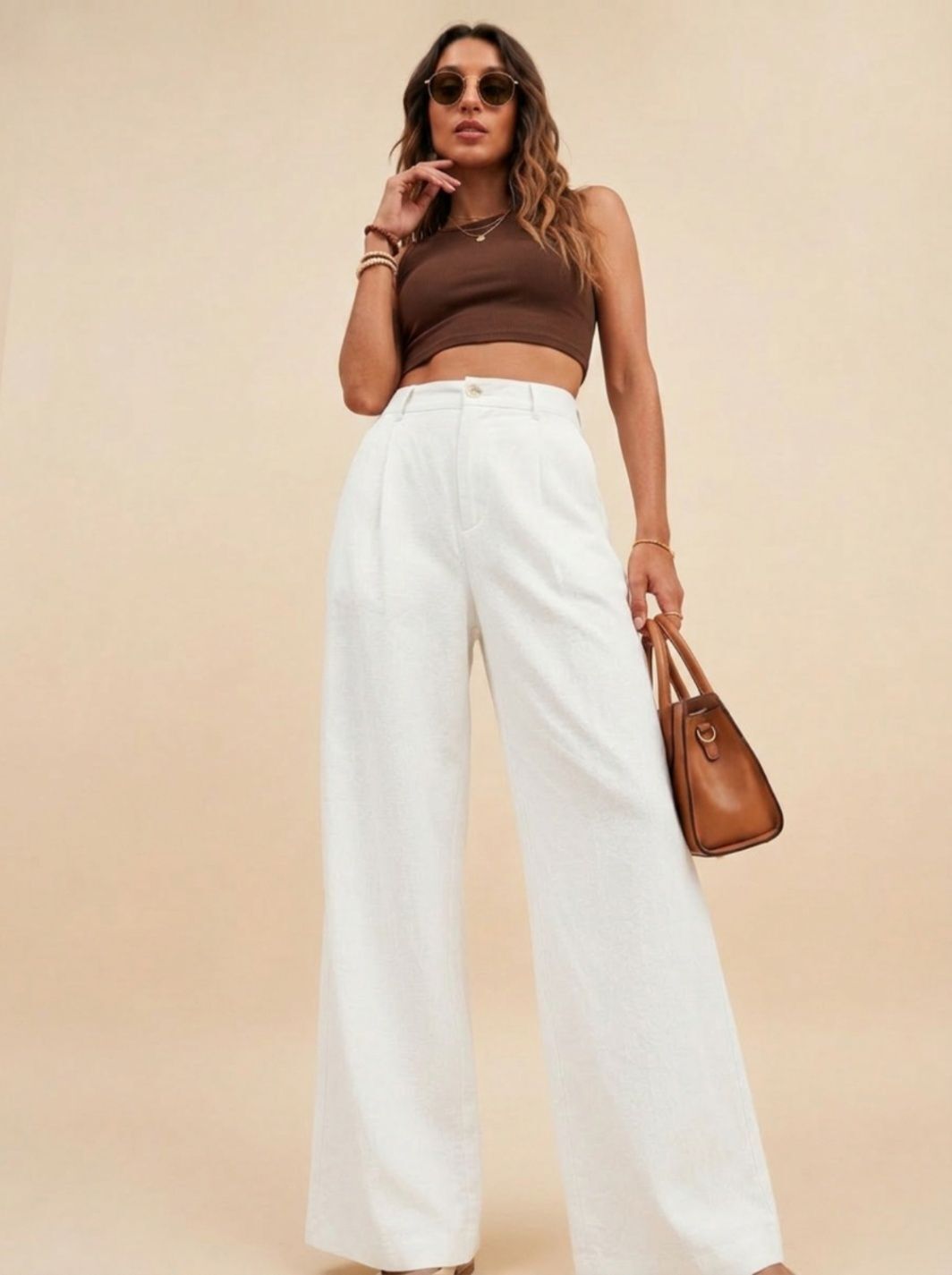 houseofcommon Women Relaxed White Linen Blend Trousers-picture-48