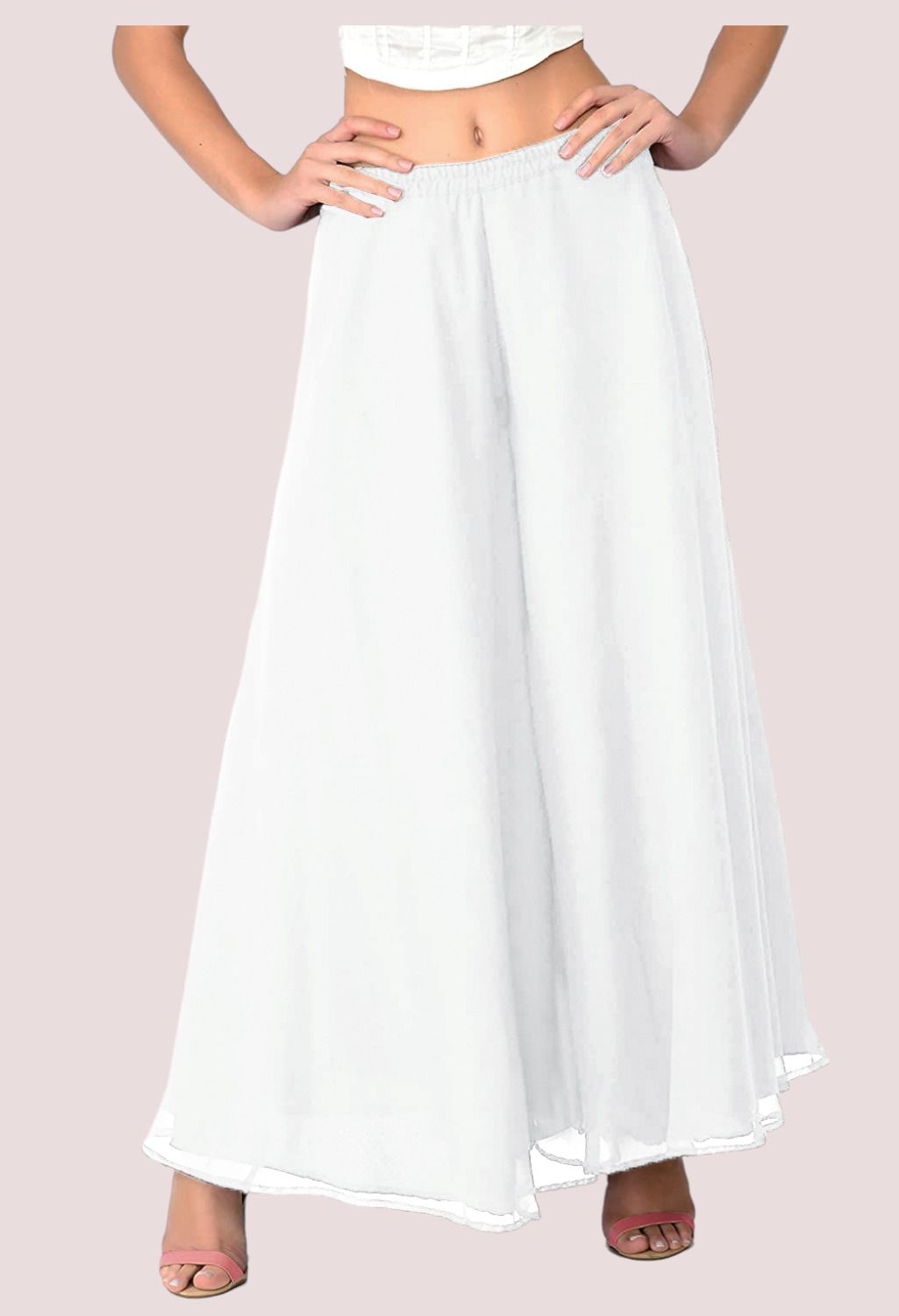 kvish Women Relaxed White Georgette Trousers-picture-28
