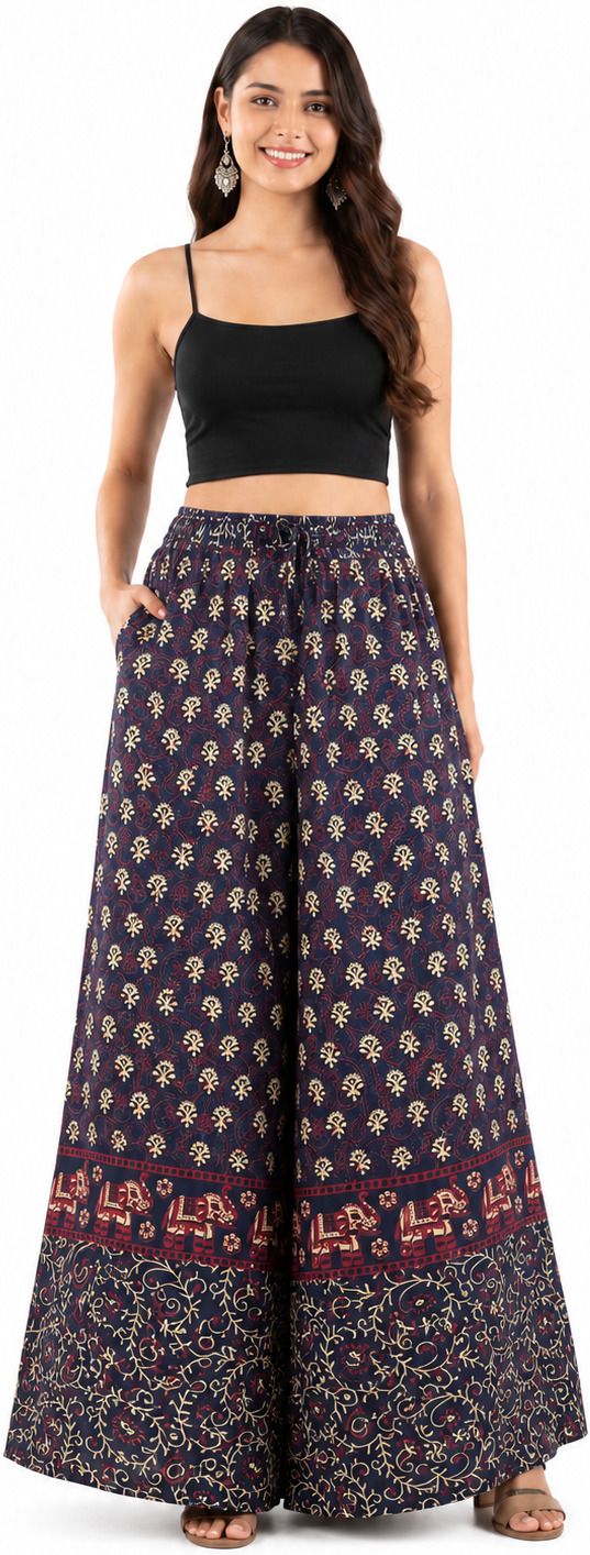 rangun Women Regular Fit, Relaxed Multicolor Pure Cotton Trousers-picture-10
