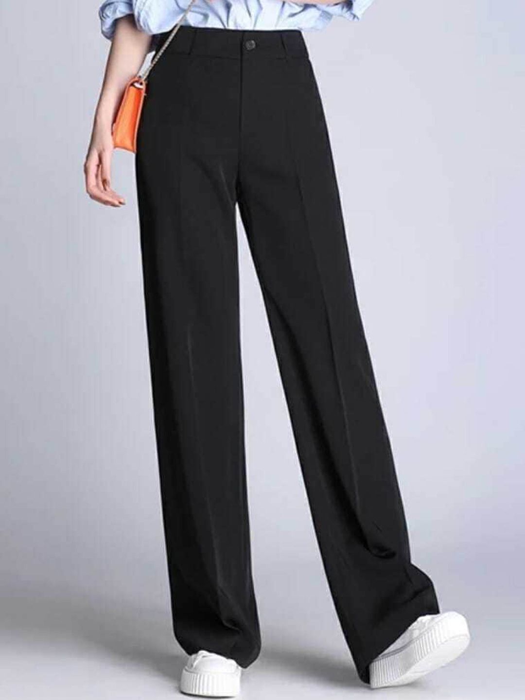 Women Loose Fit Black Lycra Blend Trousers-image-20