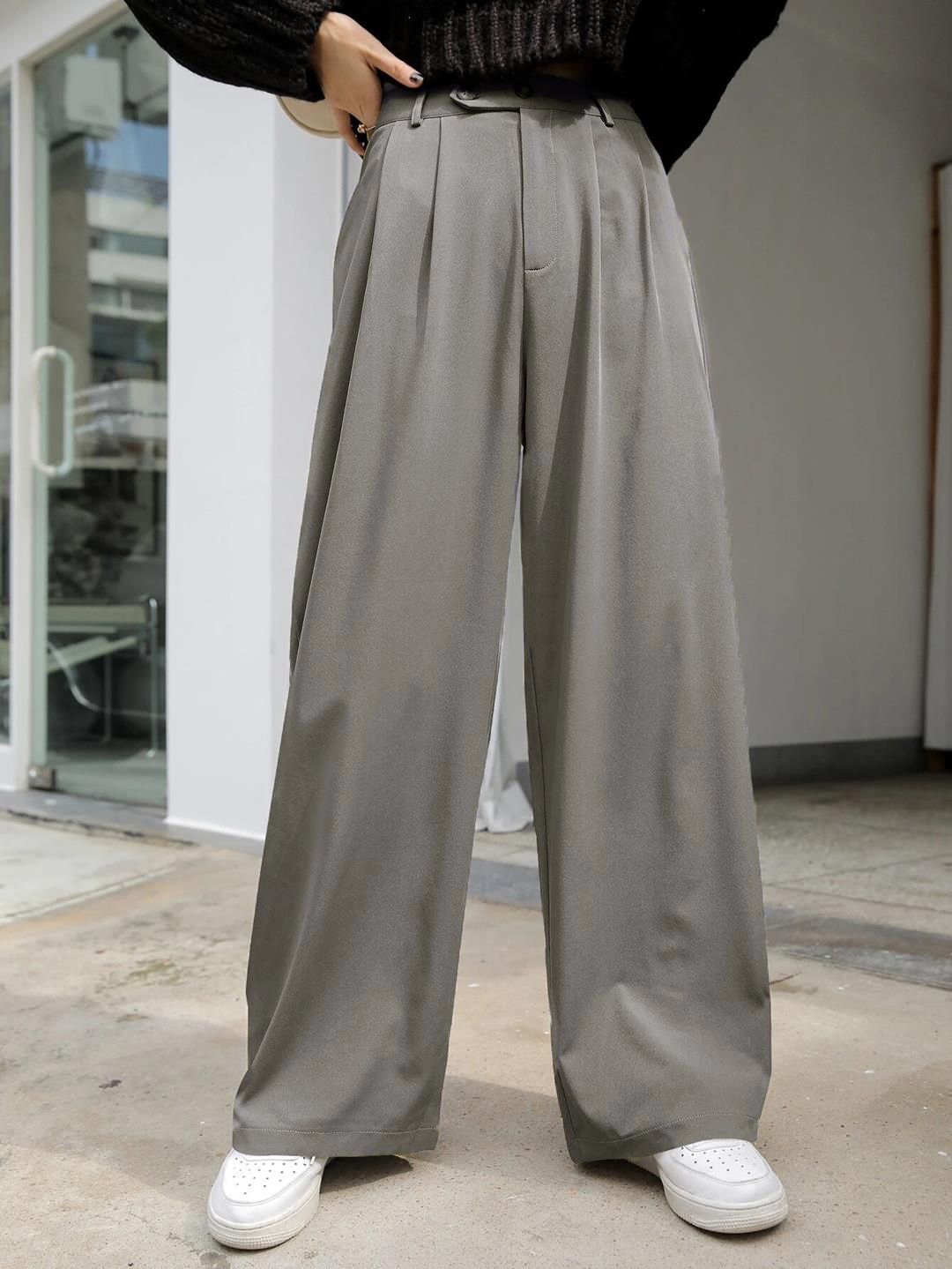 kotty Women Regular Fit Grey Lycra Blend Trousers-picture-41