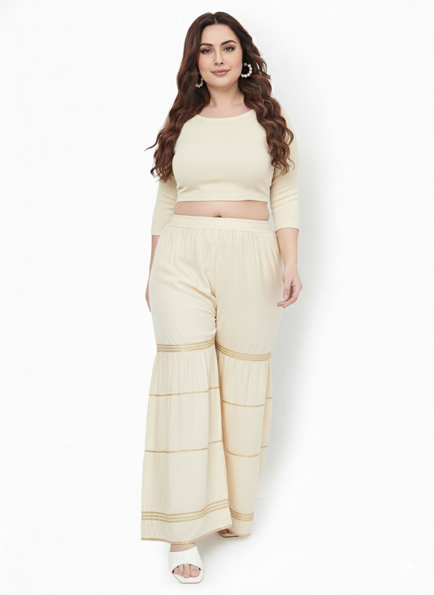 hoc Women Relaxed Cream Cotton Blend Trousers-picture-33