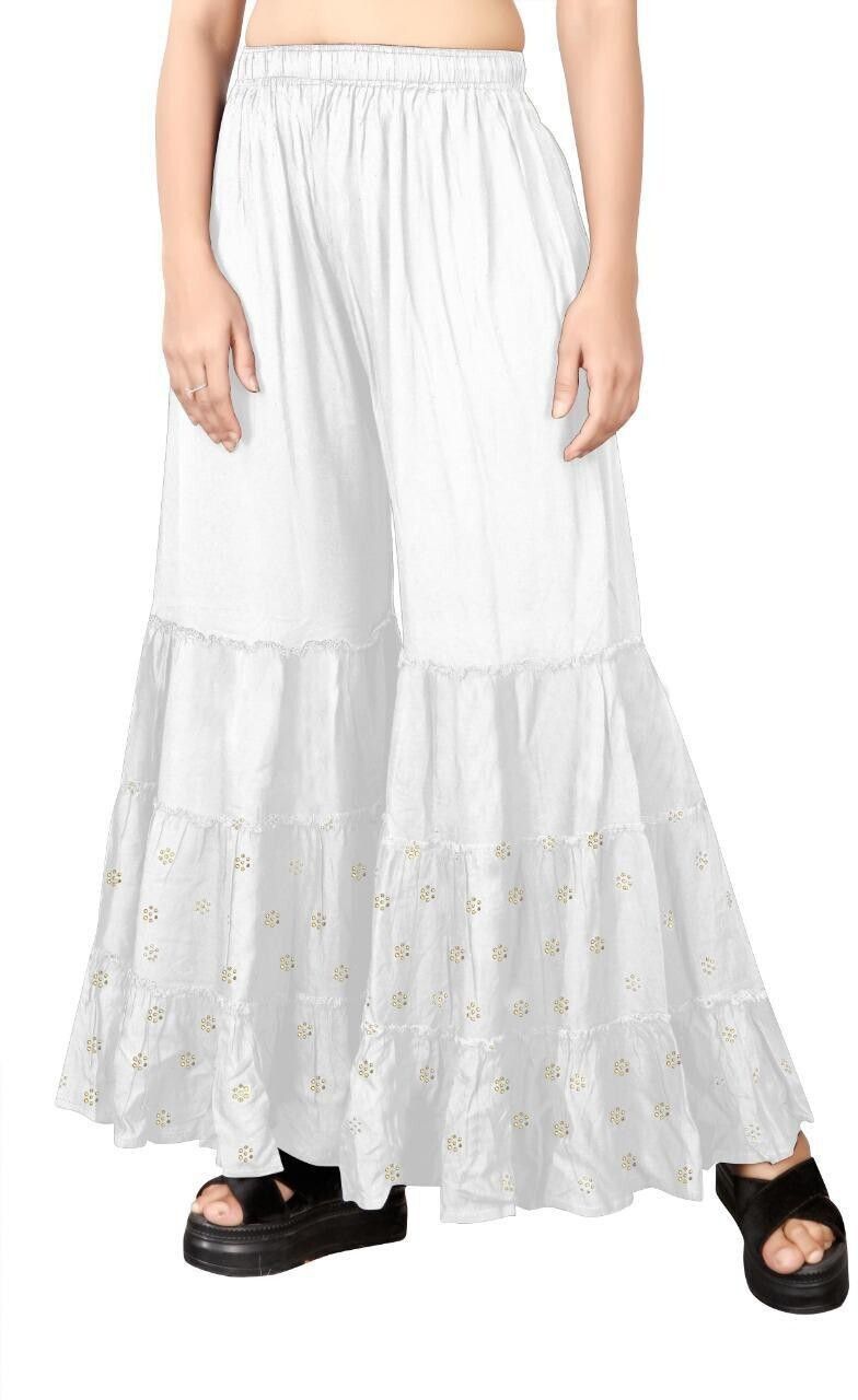 dharmhouse Women Relaxed White Viscose Rayon Trousers-picture-15