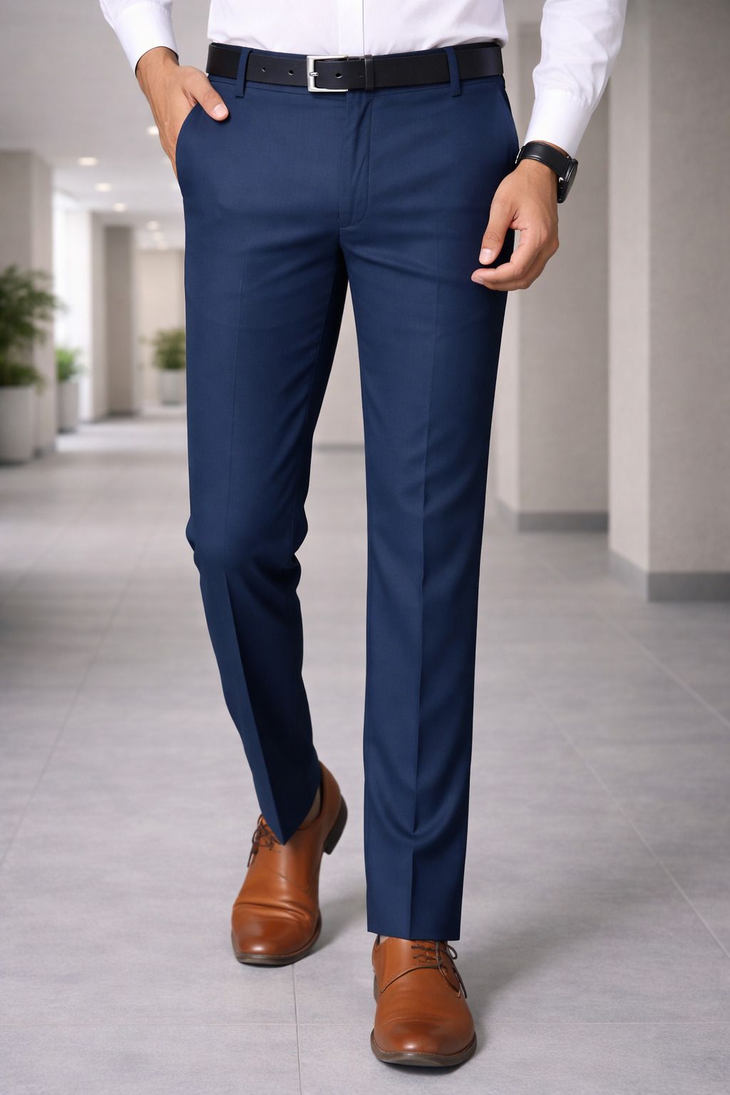 Men Slim Fit Blue Viscose Rayon Trousers-image-20