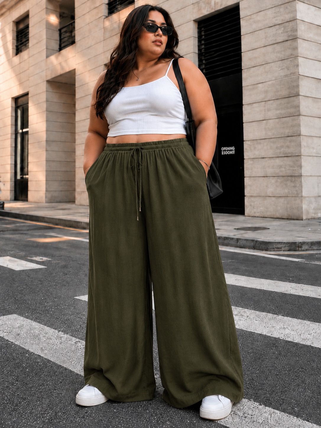 fabflee Women Relaxed Dark Green Polyester Trousers-picture-43