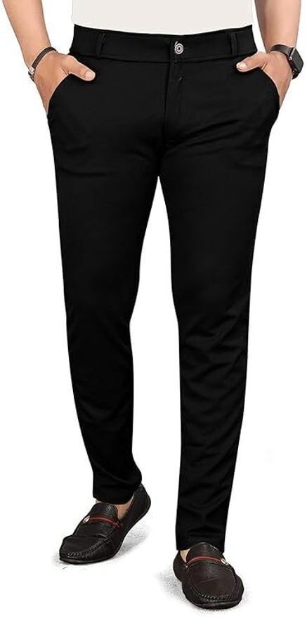 bidatsh trend Men Regular Fit Black Lycra Blend Trousers-picture-31