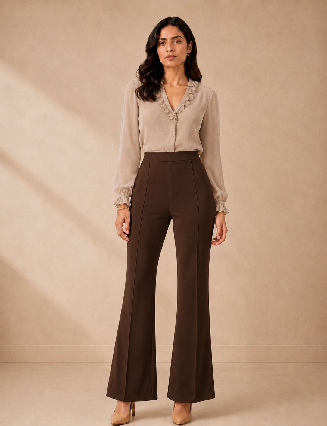 kottin creation Women Loose Fit Brown Pure Cotton Trousers-picture-31