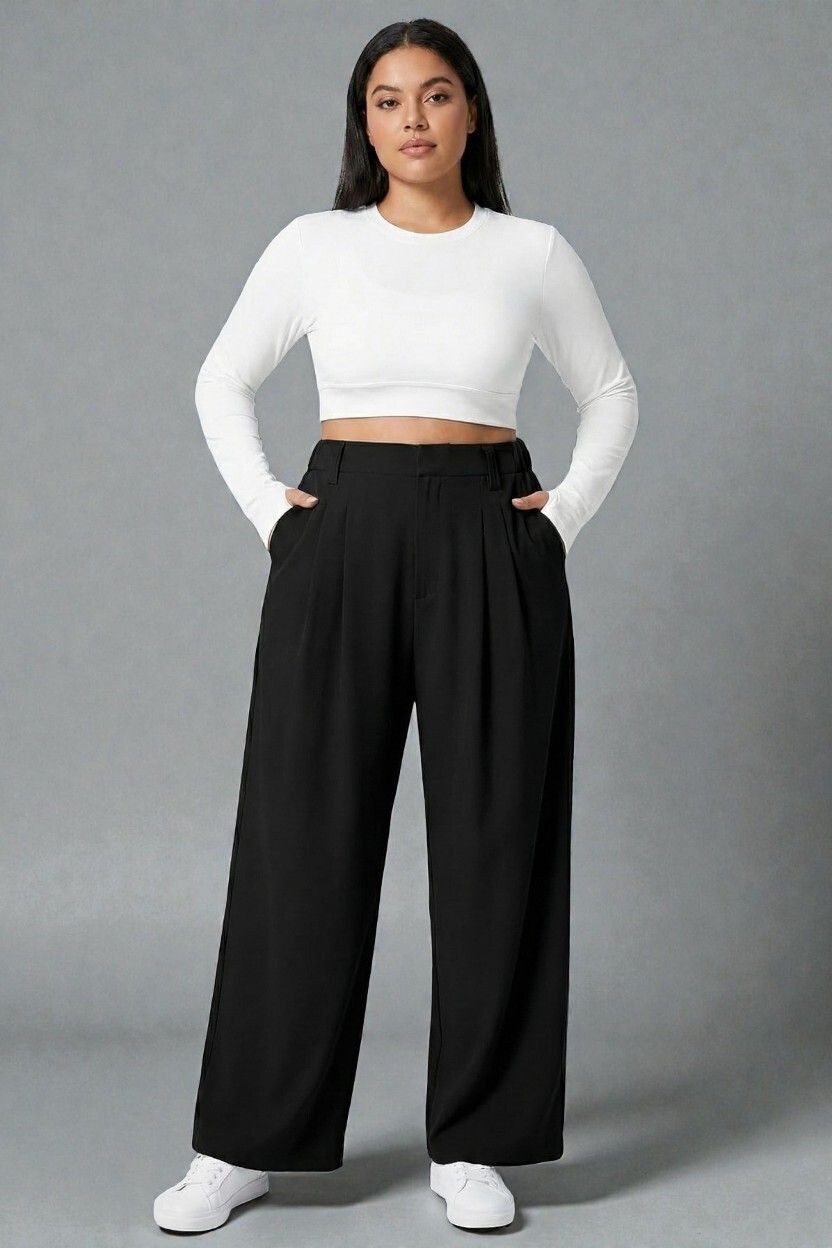sqew Women Loose Fit Black Polyester Trousers-picture-42