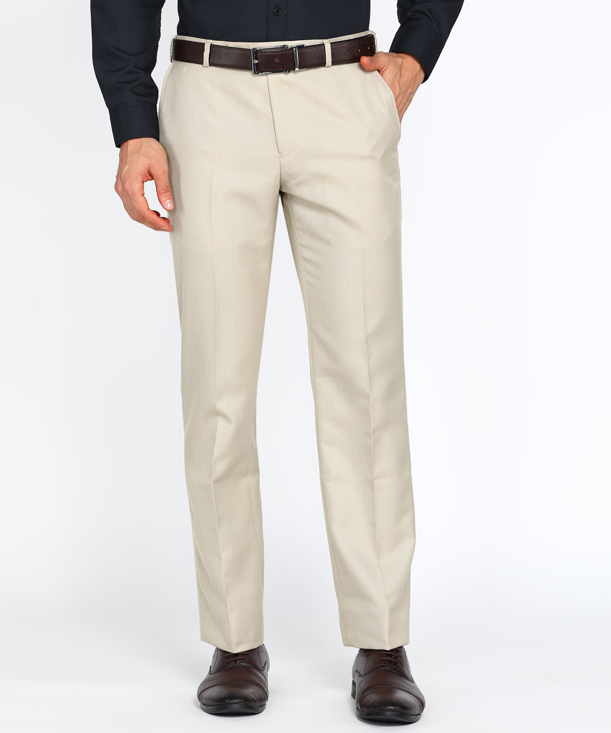 park avenue Men Regular Fit Beige Polyester Trousers-picture-26