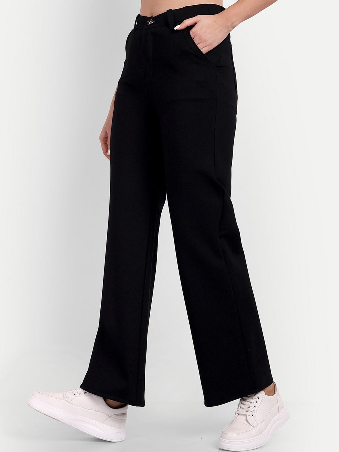 broadstar Women Loose Fit Black Lycra Blend Trousers-picture-40