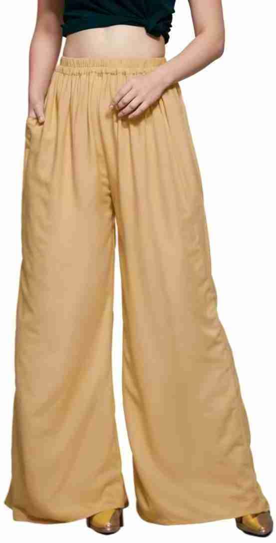 Women Relaxed Cream Viscose Rayon Trousers-image-19