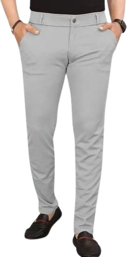 Men Regular Fit Grey Lycra Blend Trousers-image-39