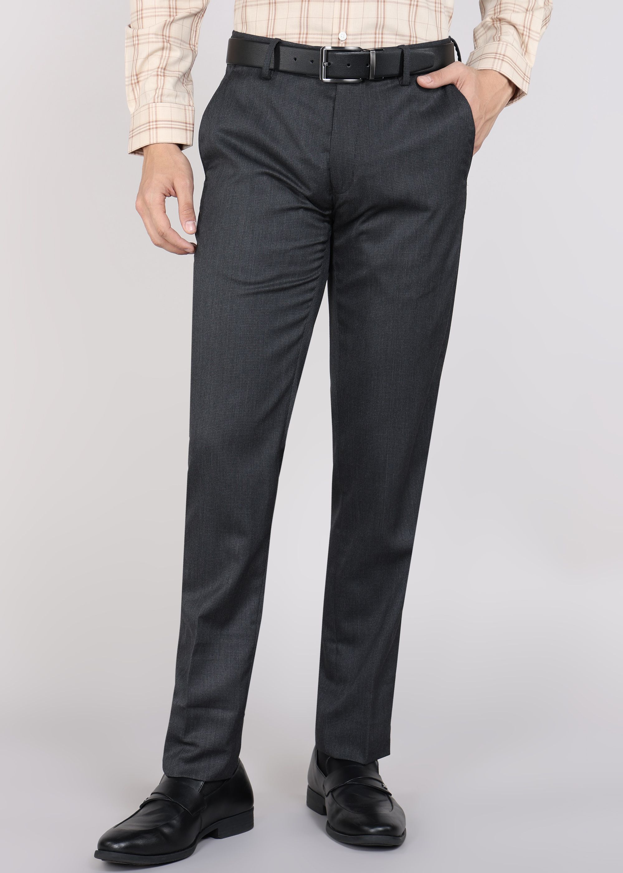peter england Men Slim Fit Grey Polycotton Trousers-picture-14