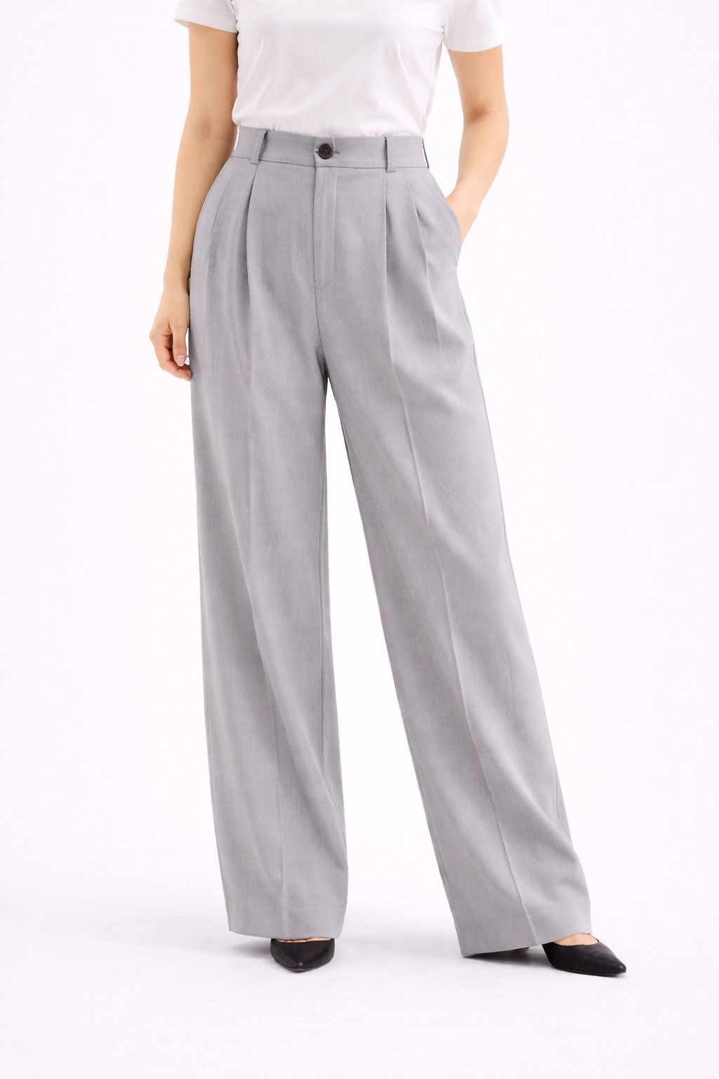 florea Women Relaxed Grey Polycotton Trousers-picture-24