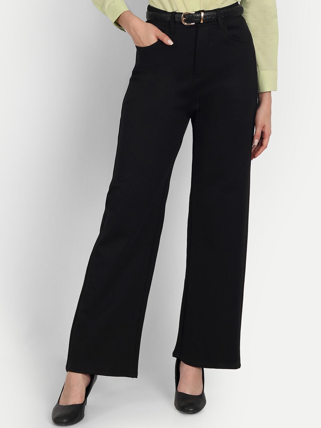 broadstar Women Loose Fit Black Lycra Blend Trousers-picture-29