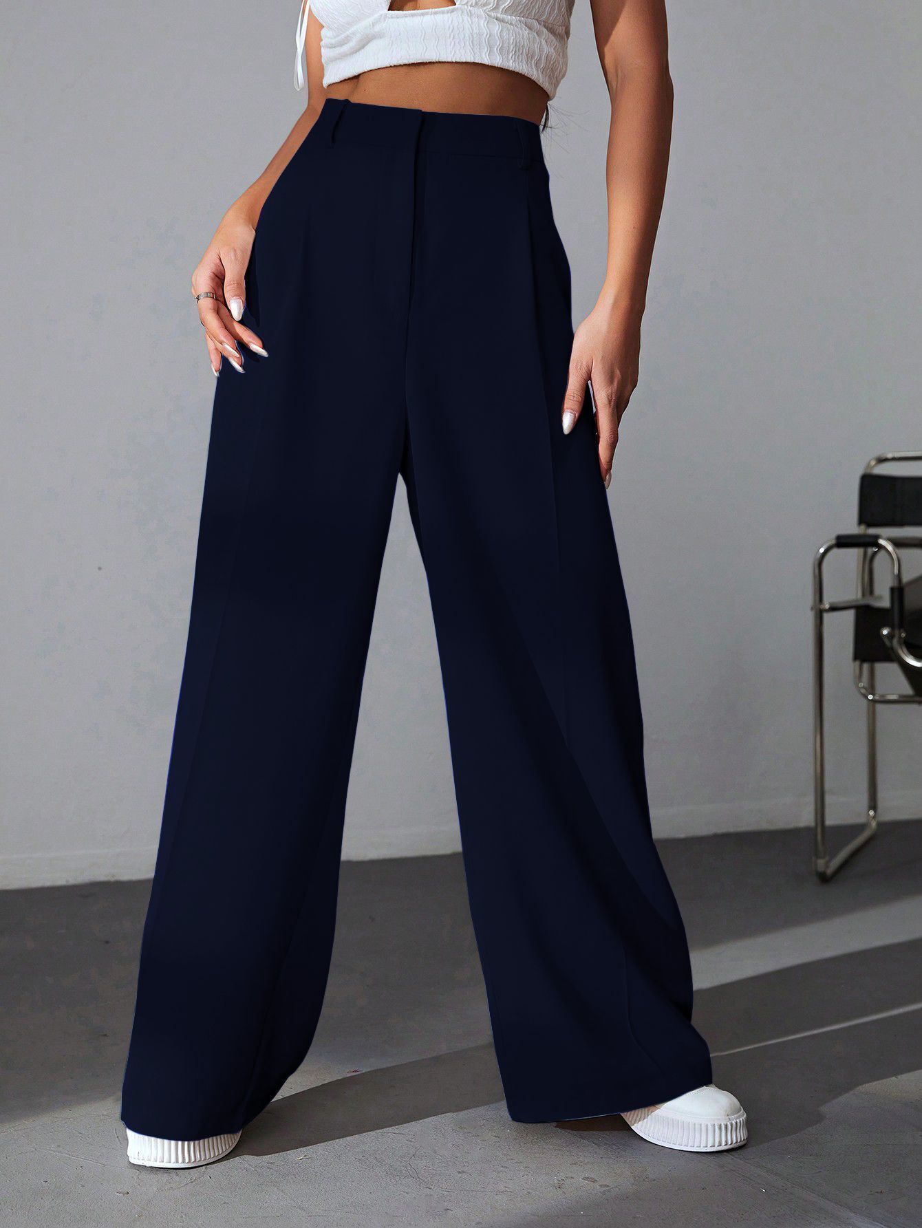 leriya fashion Women Regular Fit Blue Cotton Blend Trousers-picture-12