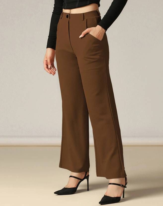 p.x.5 Women Straight Fit Brown Viscose Rayon Trousers-picture-10
