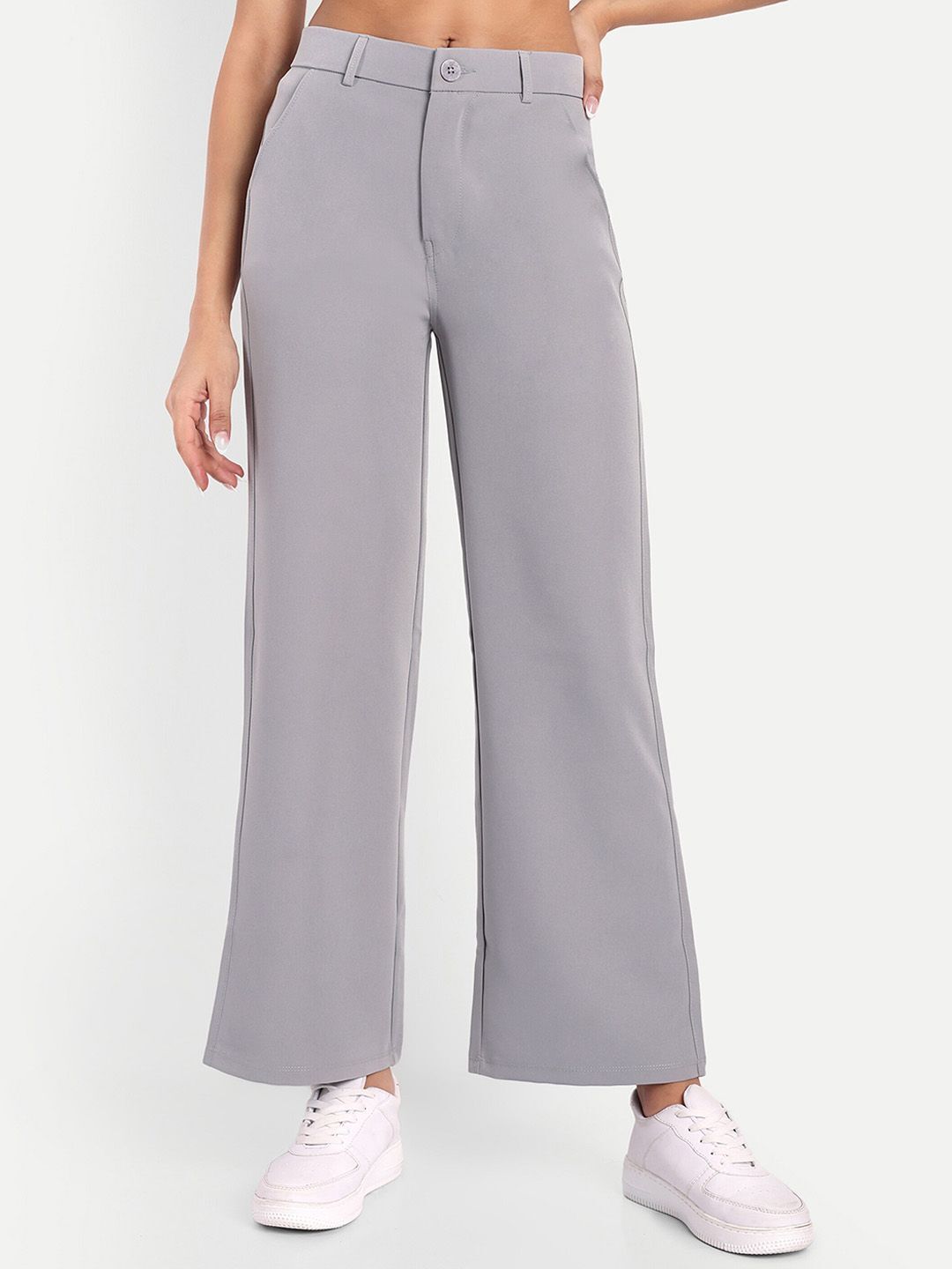 broadstar Women Loose Fit Grey Cotton Blend Trousers-picture-27
