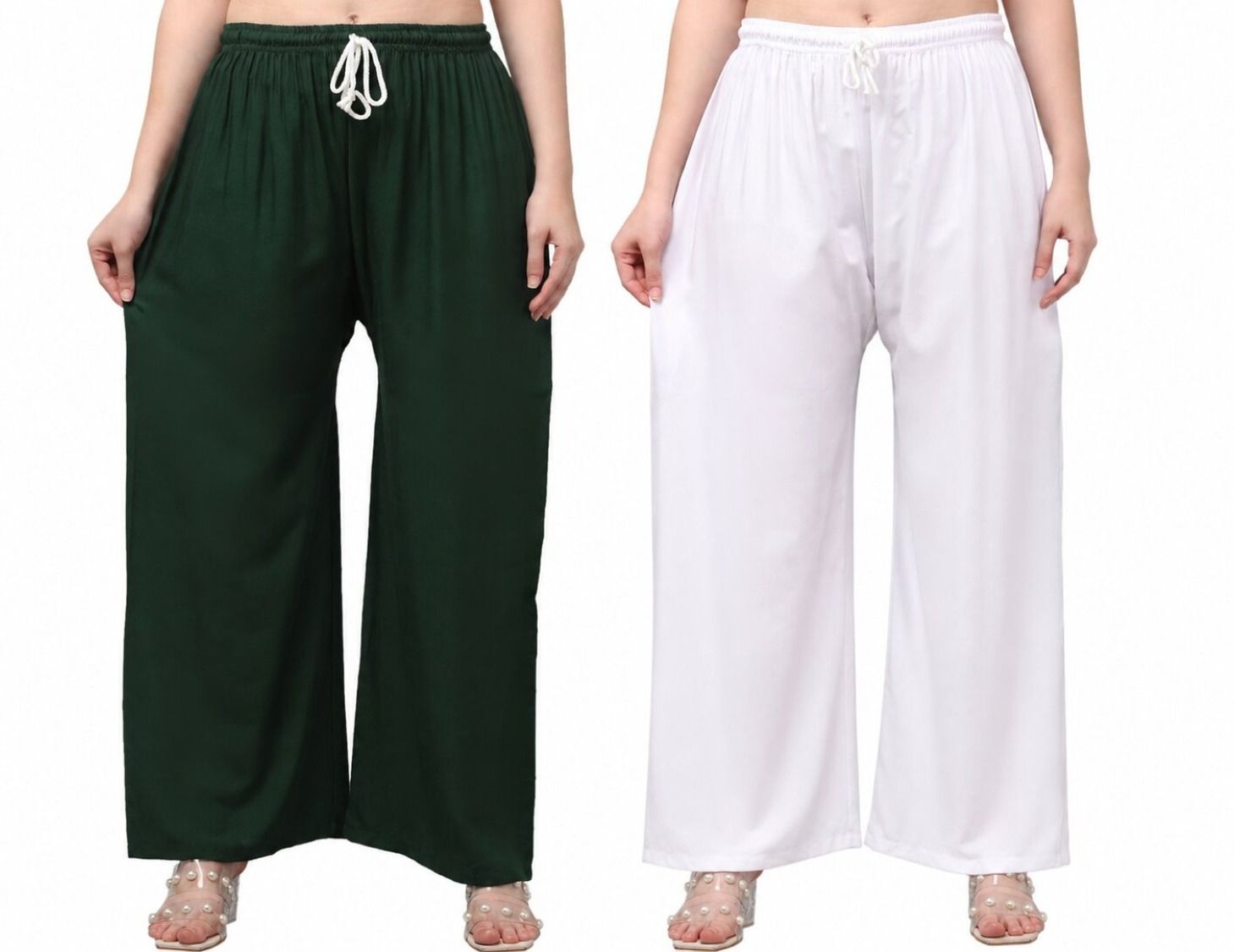 aura glam Pack of 2 Women Loose Fit Multicolor Viscose Rayon Trousers-picture-21