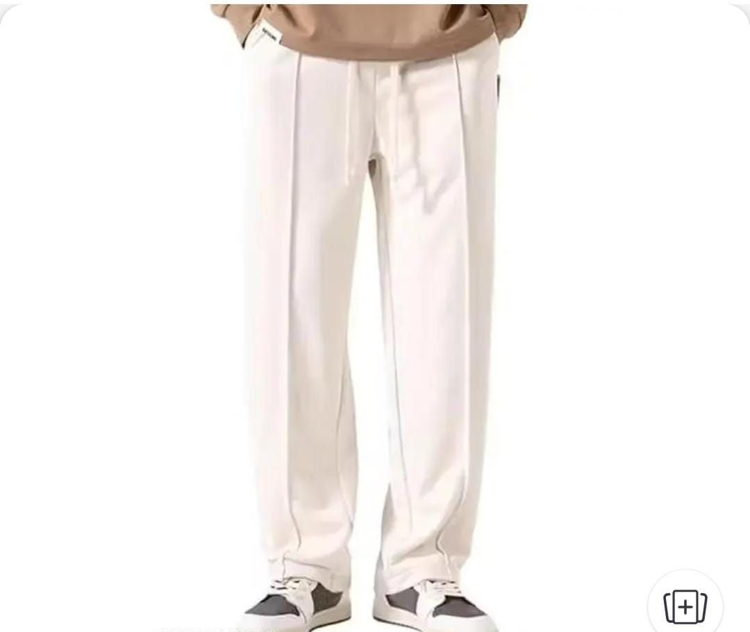 Men Loose Fit Cream Linen Blend Trousers