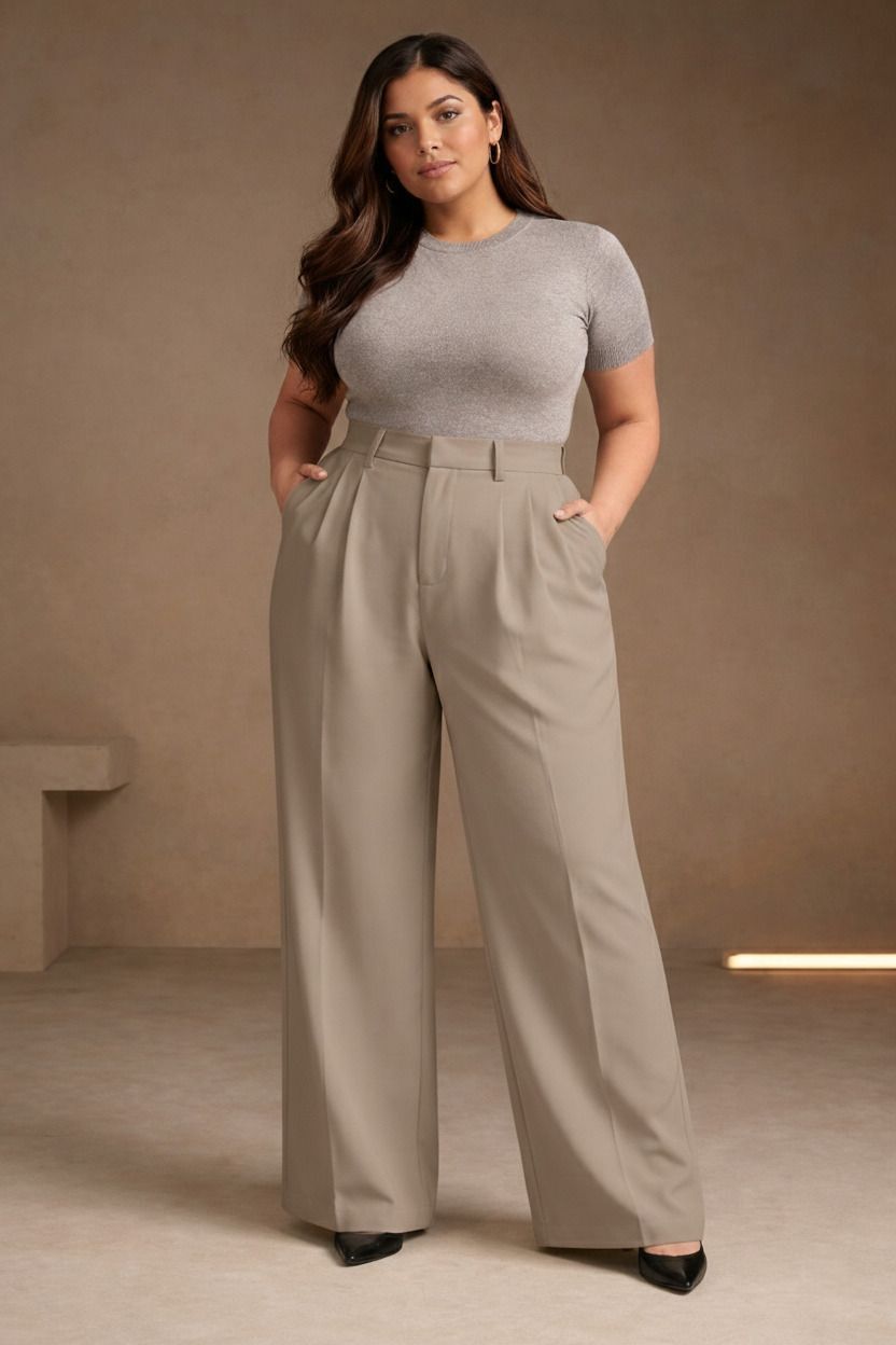 kotty Women Straight Fit Brown Polyester Trousers-picture-11