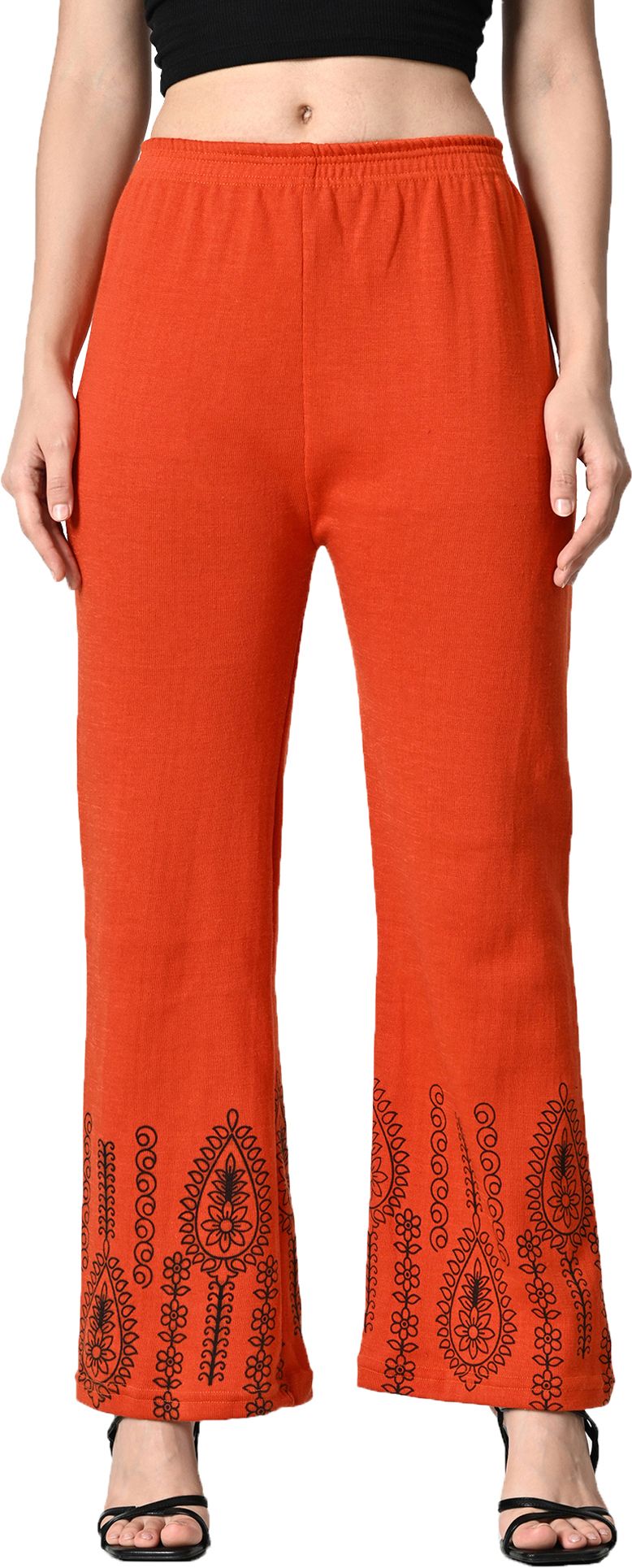 indiweaves Women Comfort Fit Red Wool Trousers-picture-30