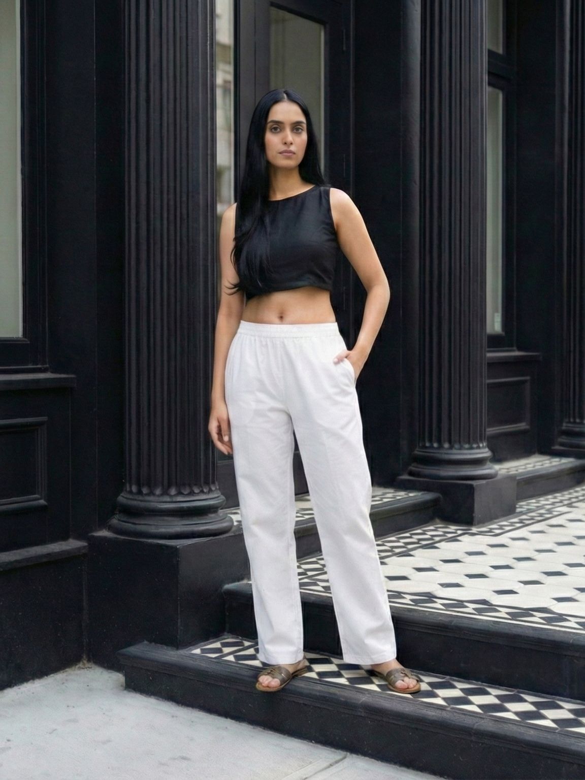 zuri Women Regular Fit White Pure Cotton Trousers-picture-18