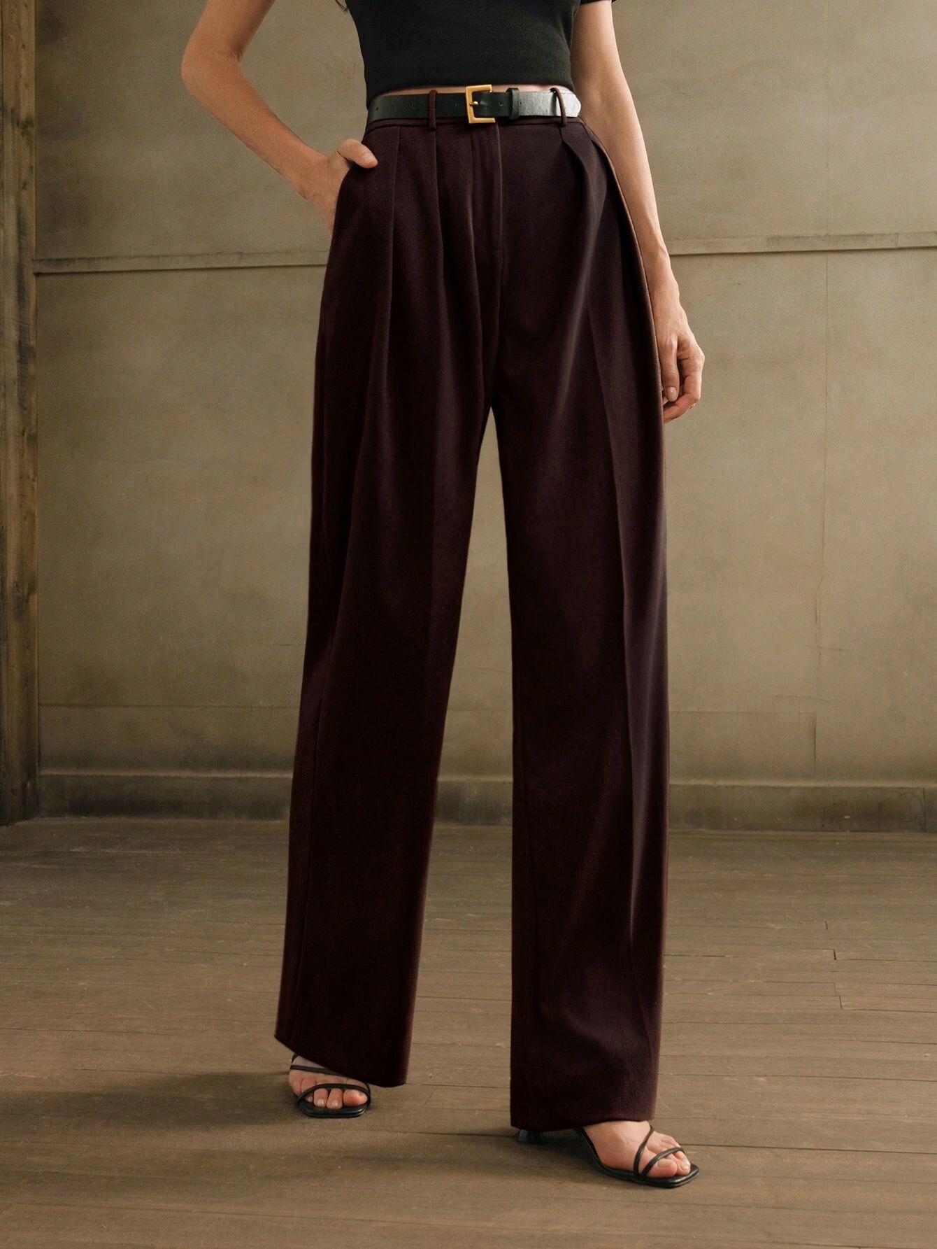 leriya fashion Women Regular Fit Brown Cotton Blend Trousers-picture-19