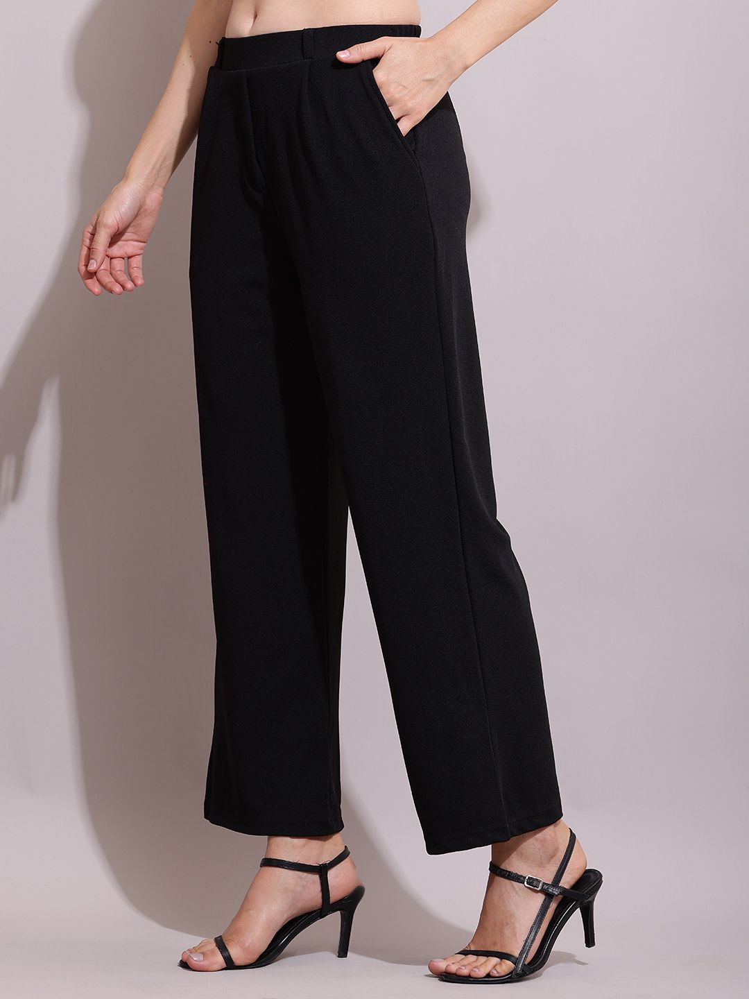 sqew Women Loose Fit Black Lycra Blend Trousers-picture-24
