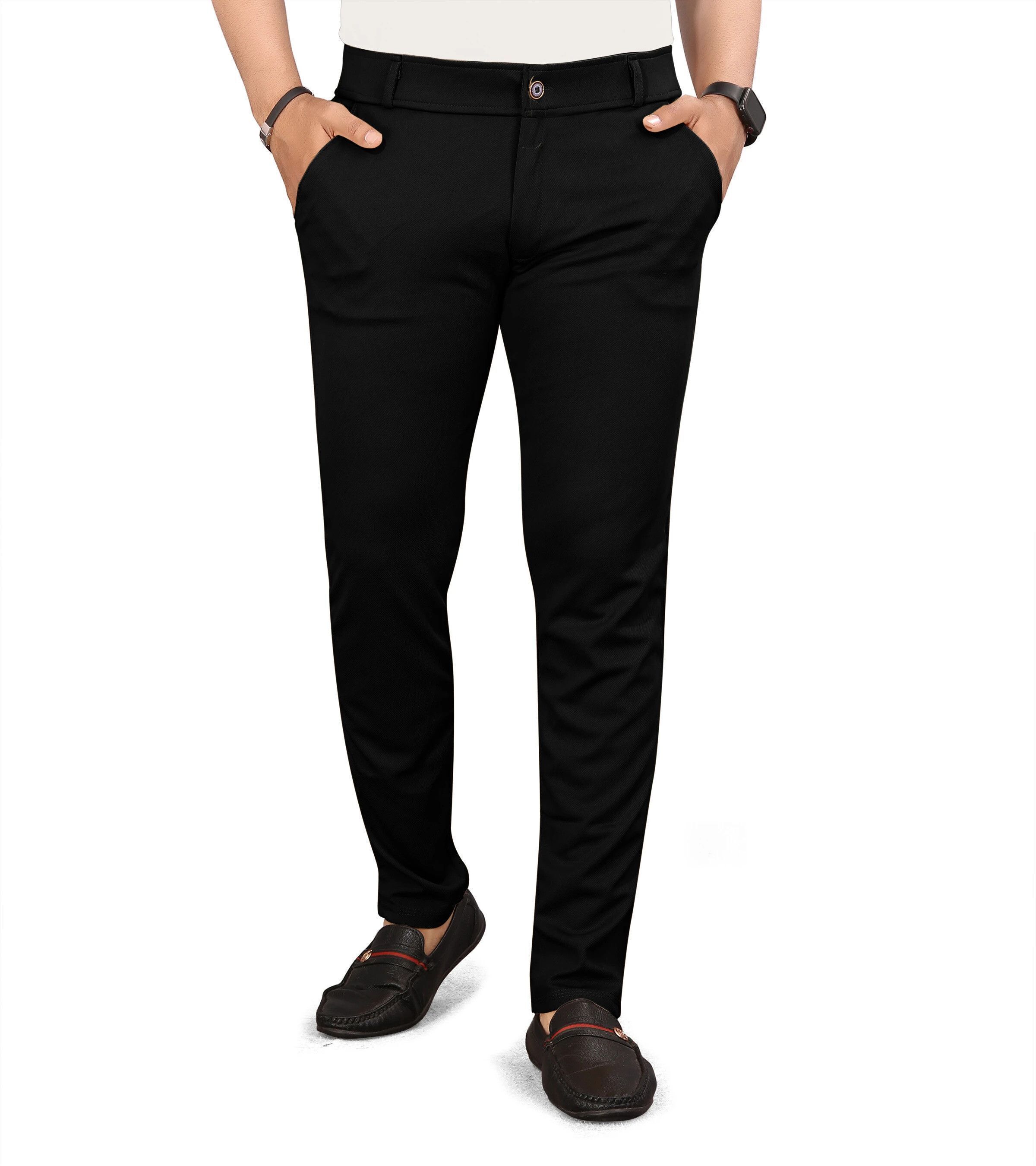 bidatsh trend Men Regular Fit Black Lycra Blend Trousers-picture-19