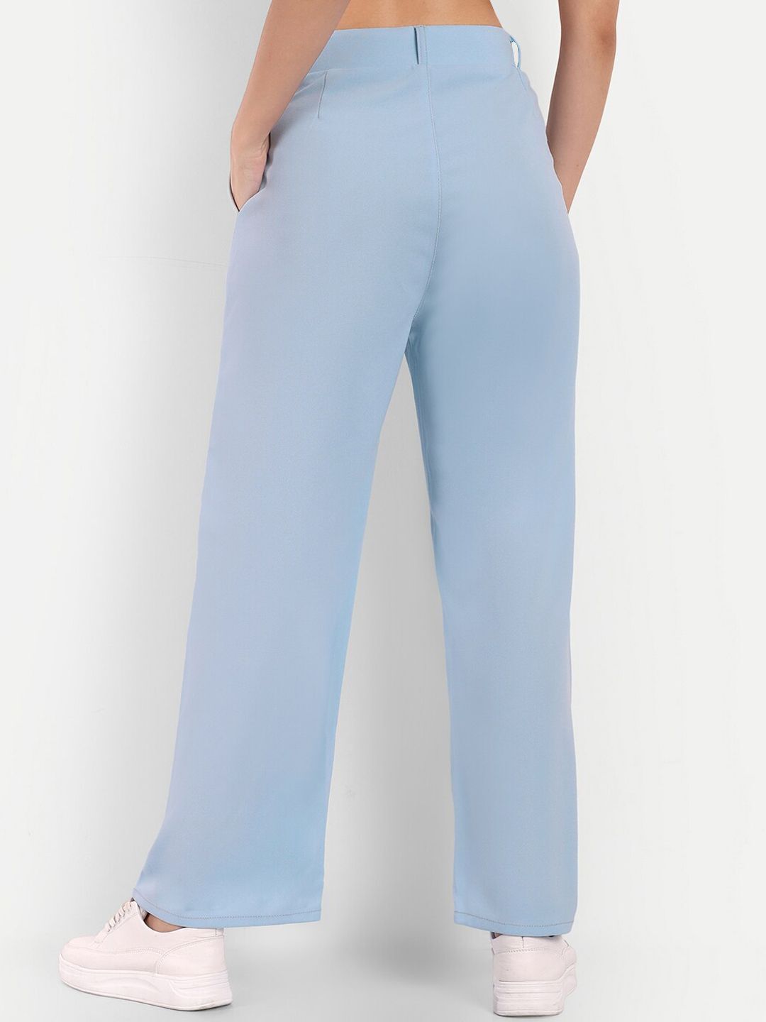 Women Loose Fit Blue Polyester Trousers-image-26