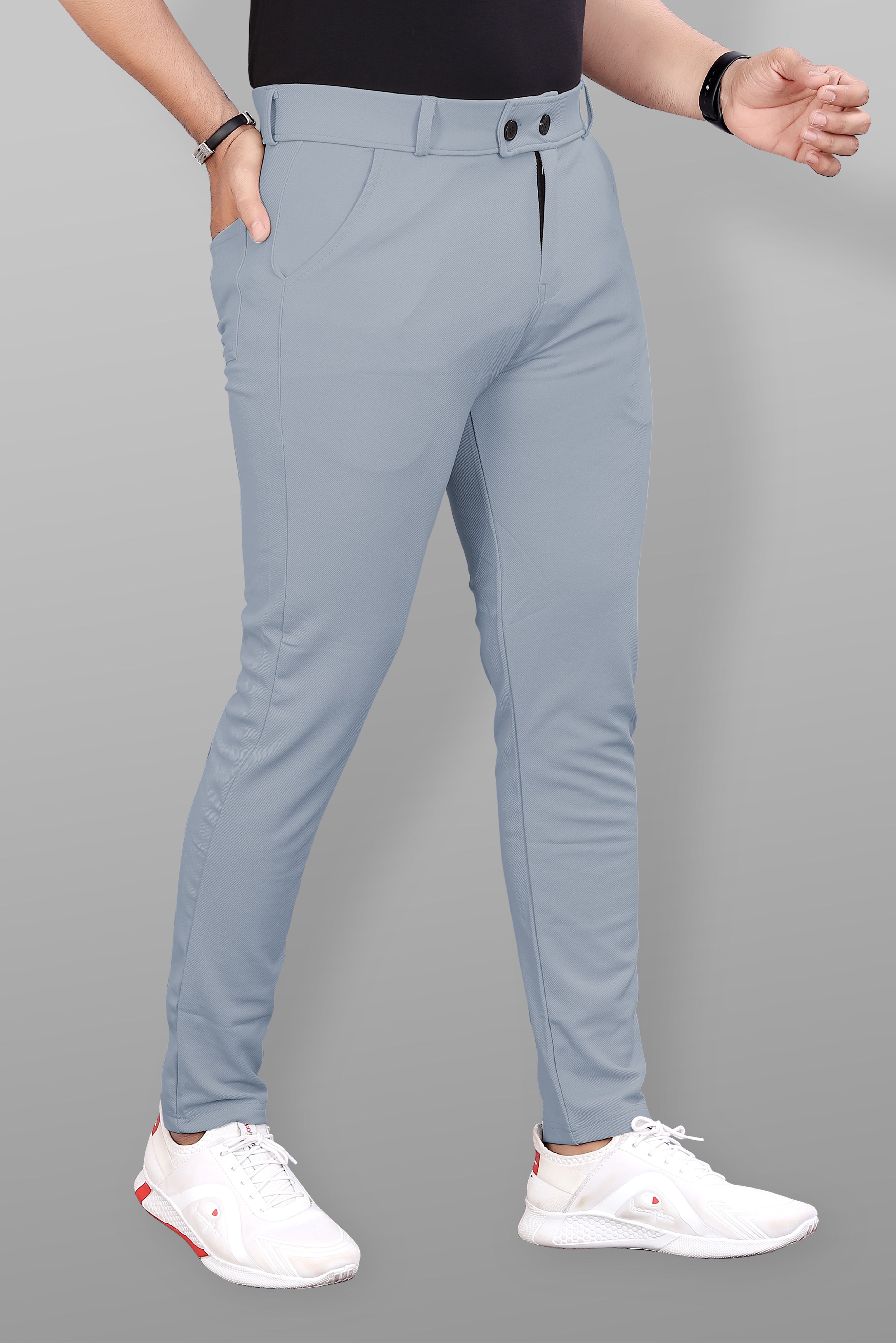 miramichi Men Regular Fit Grey Lycra Blend Trousers-picture-10
