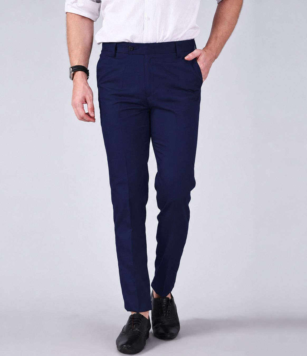metronaut Regular Fit Men Blue Cotton Blend Trousers-picture-30