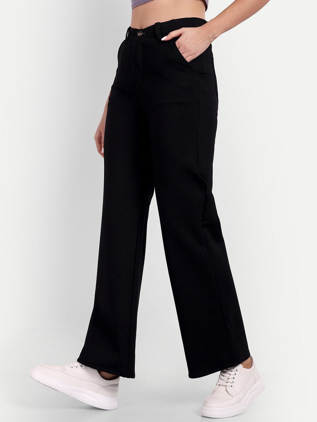 broadstar Women Loose Fit Black Lycra Blend Trousers-picture-13