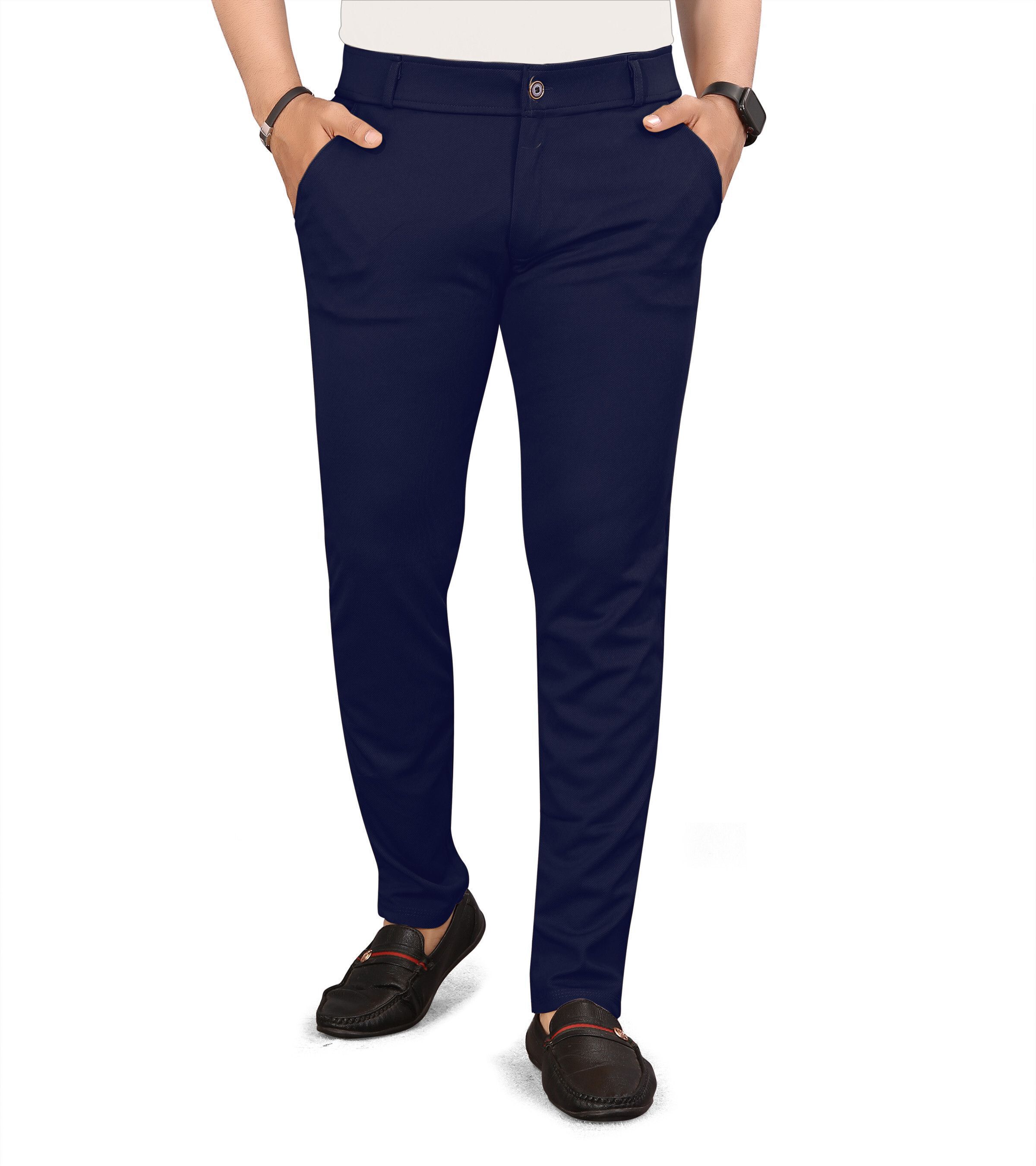 bidatsh trend Men Slim Fit Blue Lycra Blend Trousers-picture-15