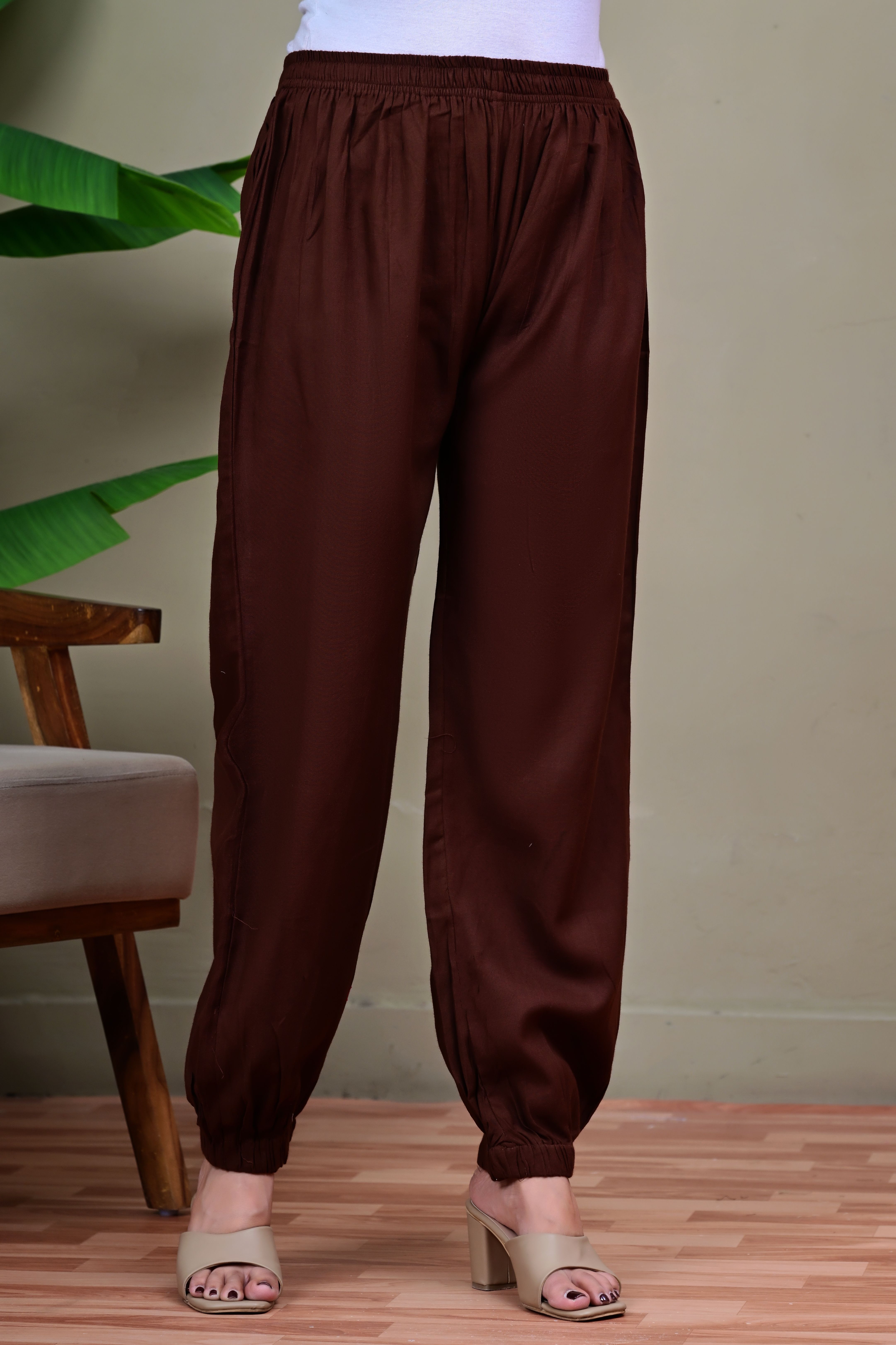 Women Regular Fit Brown Pure Cotton Trousers-image-49