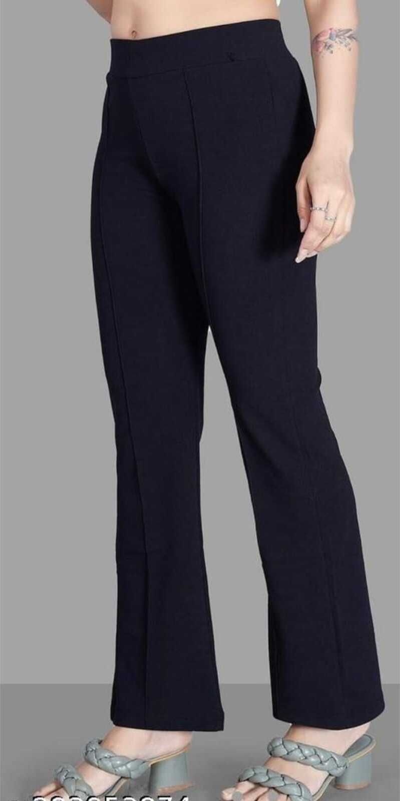 purser Women Flared Dark Blue Lycra Blend Trousers-picture-15