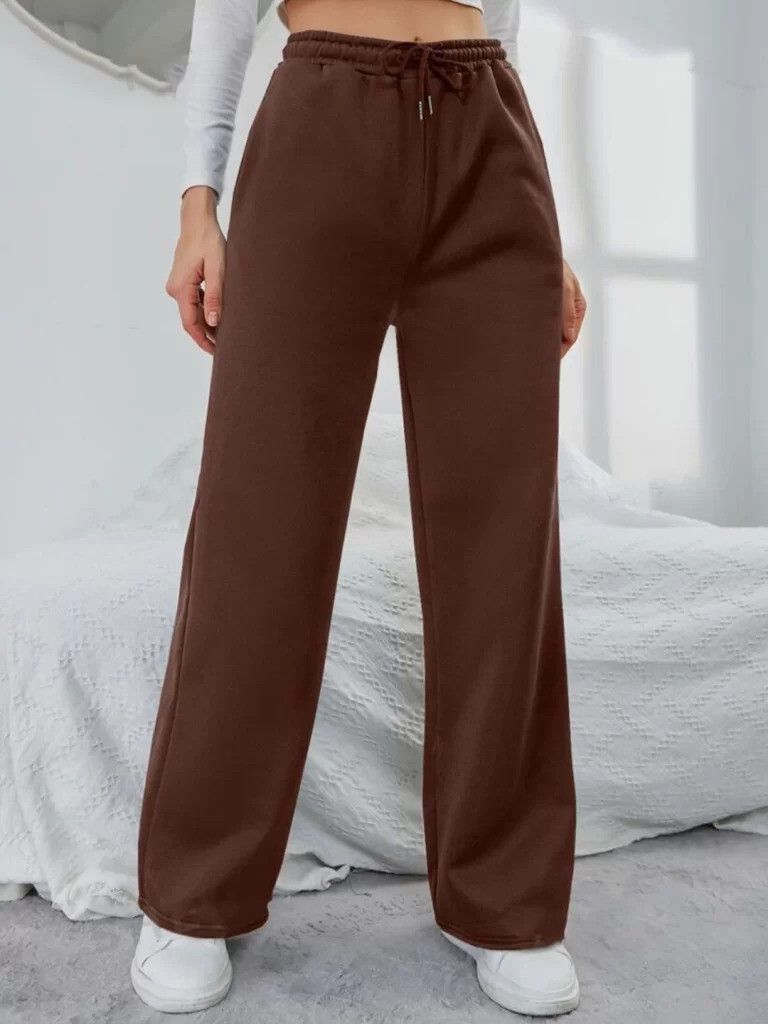 Women Loose Fit Brown Cotton Blend Trousers-image-36