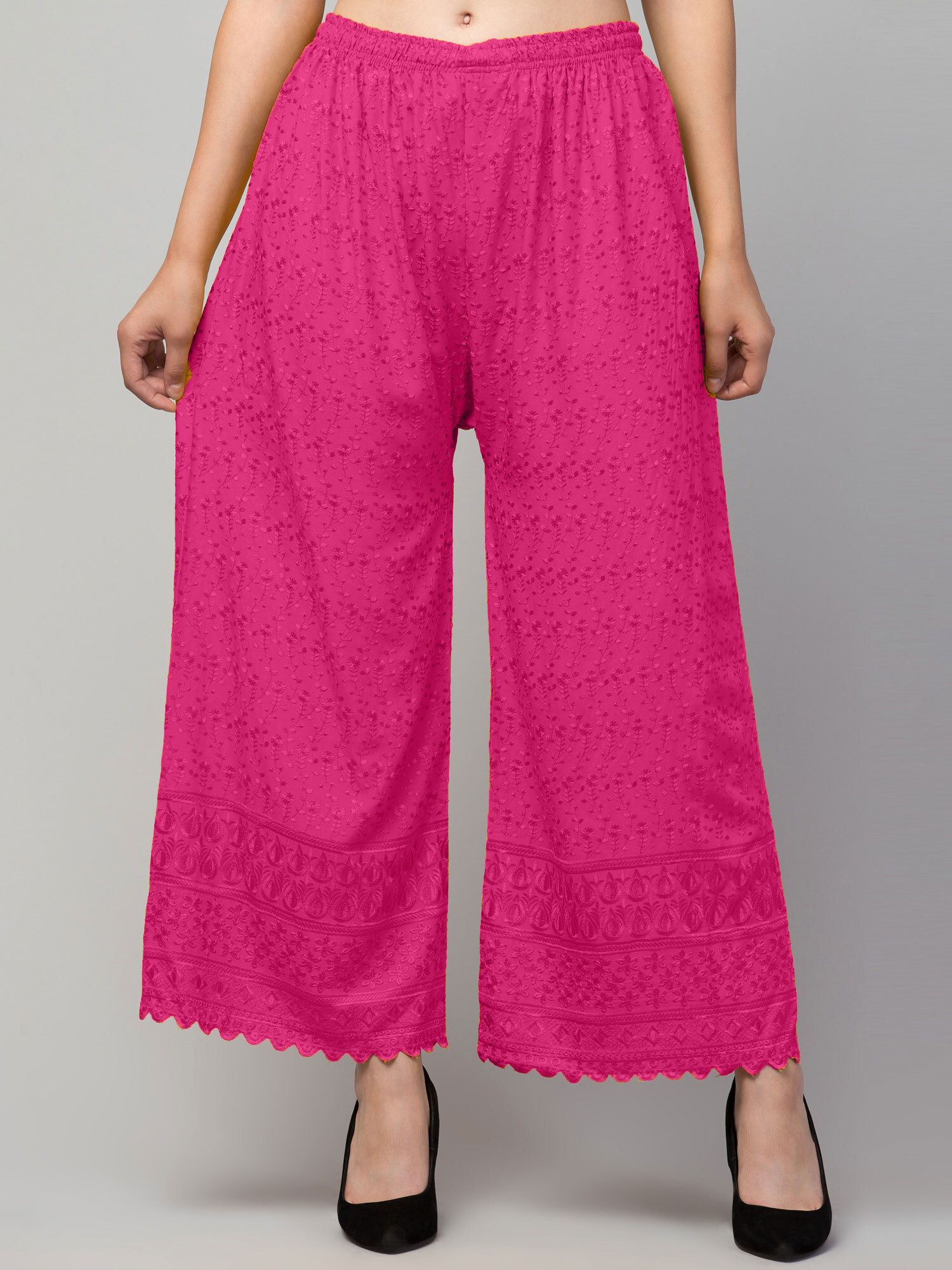 fambee Women Relaxed Pink Viscose Rayon Trousers-picture-21