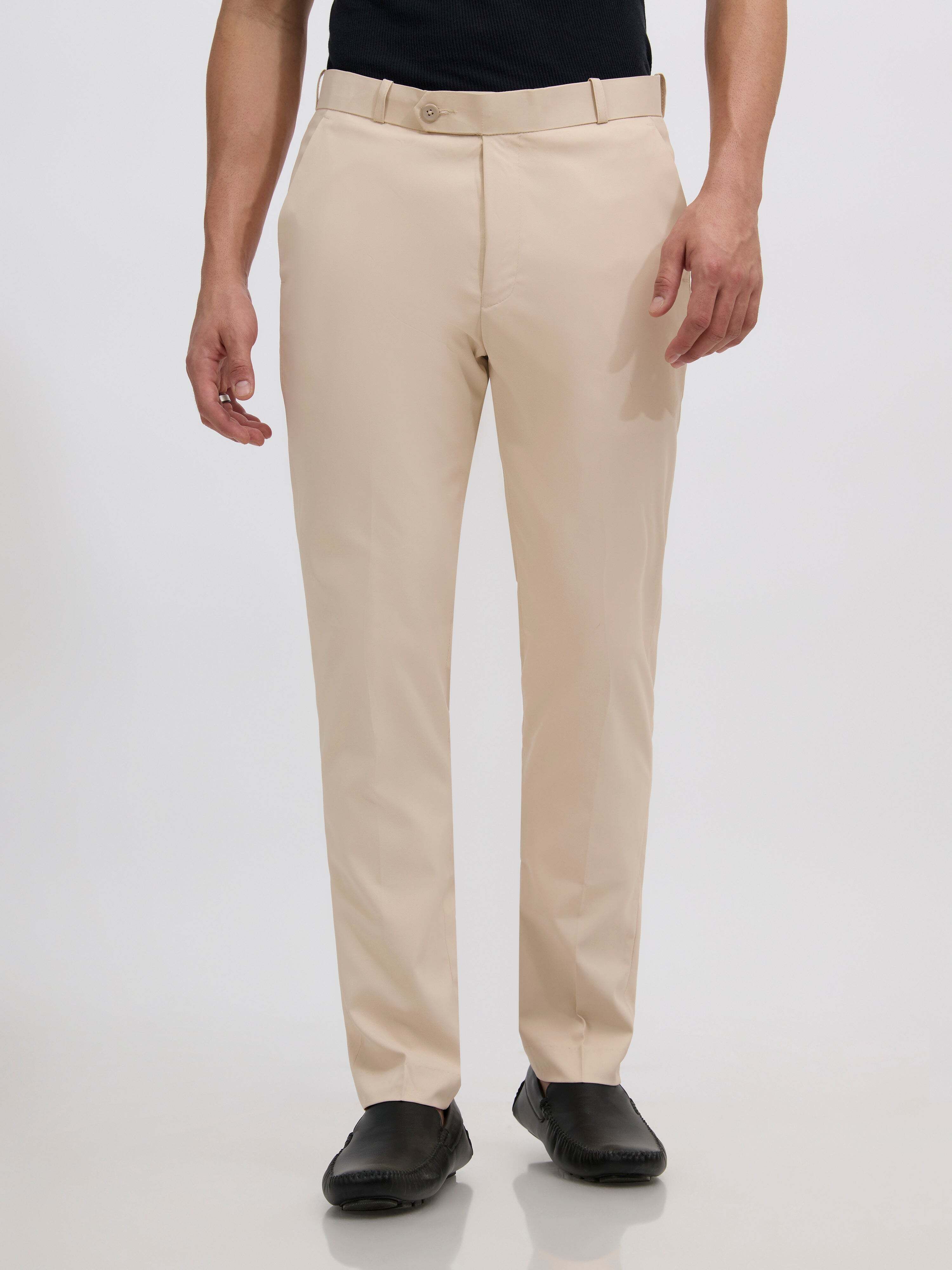 espanshe Men Skinny Fit Beige Polyester Trousers-picture-12