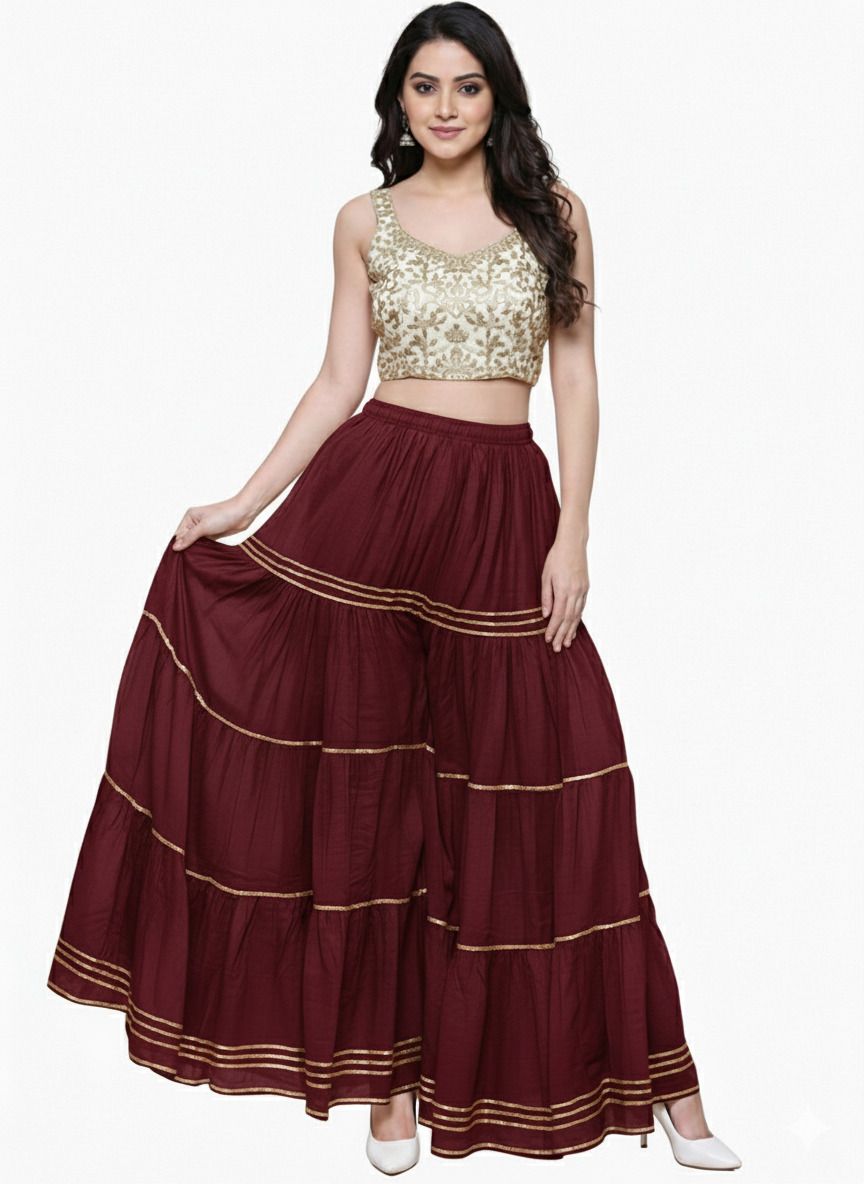 tnq Women Flared Maroon Viscose Rayon Trousers-picture-14